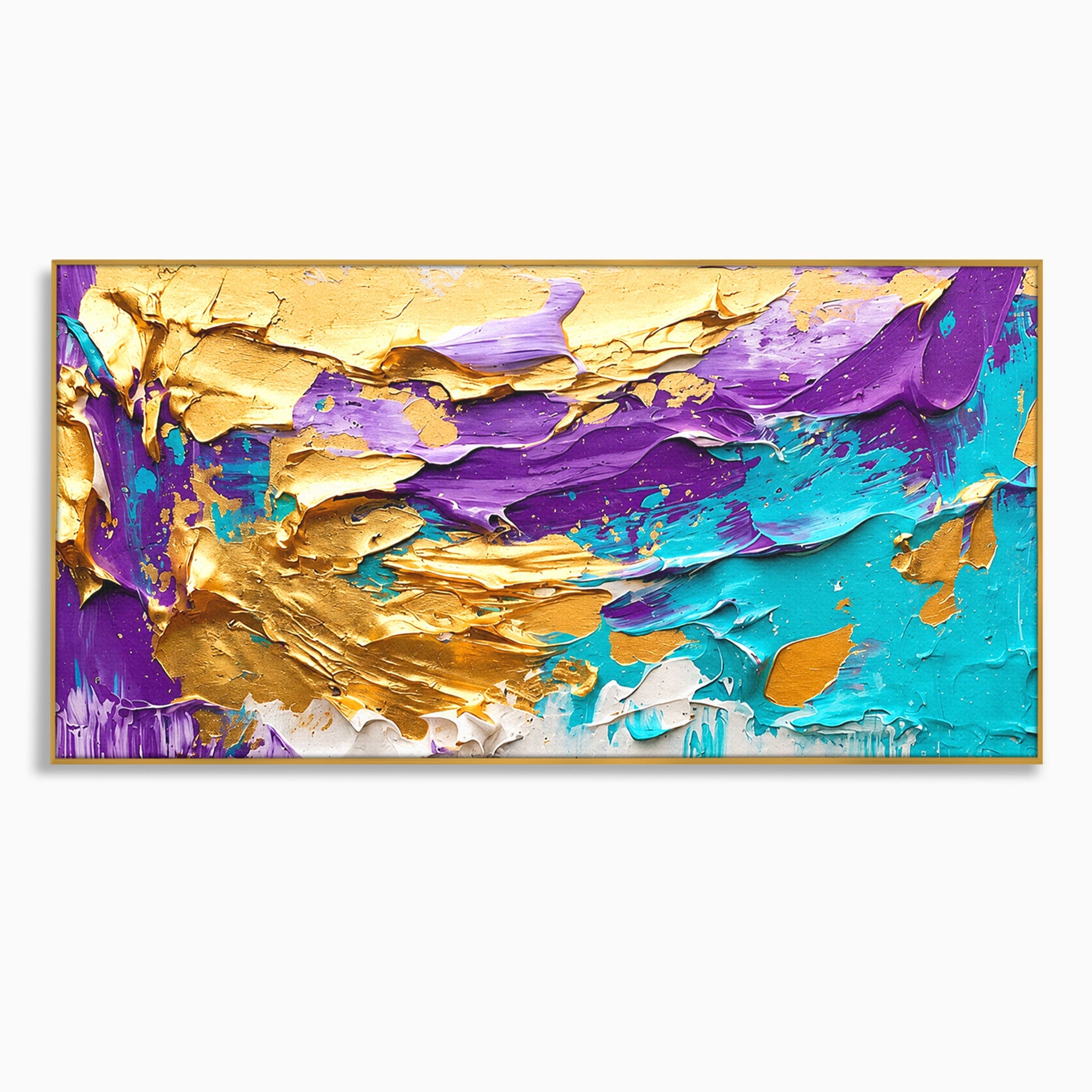 Tablou Canvas Premium LuxCanva® C1342, Abstractie Aurie, Abstract, Arta, Modern, Textura, Birou, Culori Vibrante