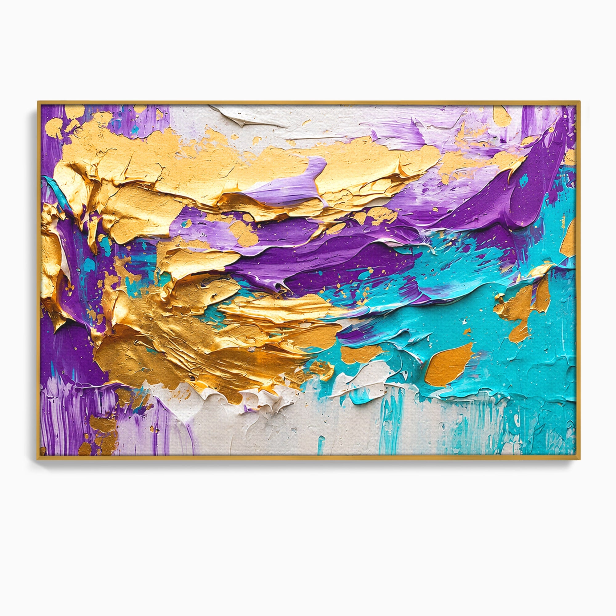 Tablou Canvas Premium LuxCanva® C1342, Abstractie Aurie, Abstract, Arta, Modern, Textura, Birou, Culori Vibrante