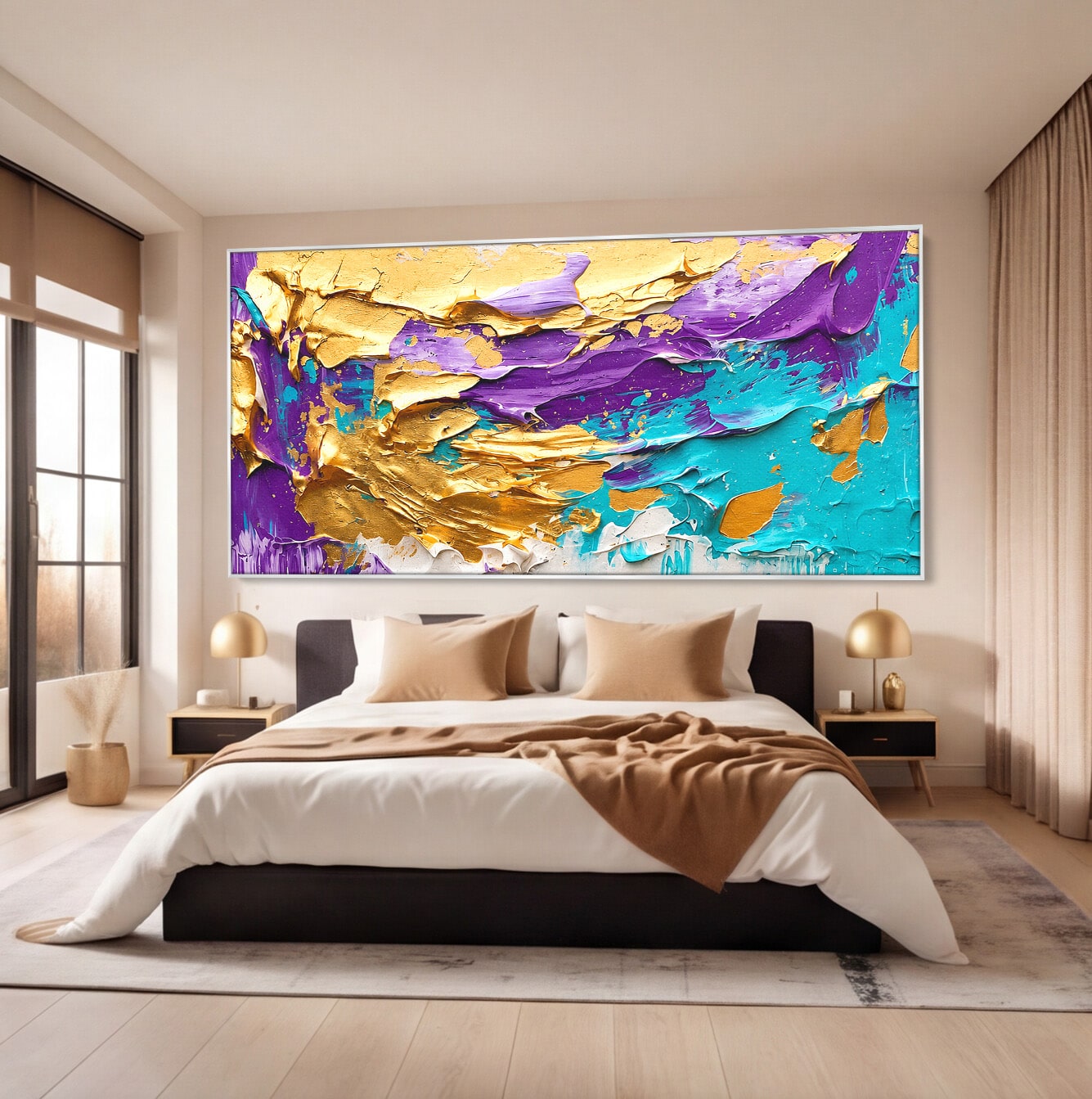 Tablou Canvas Premium LuxCanva® C1342, Abstractie Aurie, Abstract, Arta, Modern, Textura, Birou, Culori Vibrante
