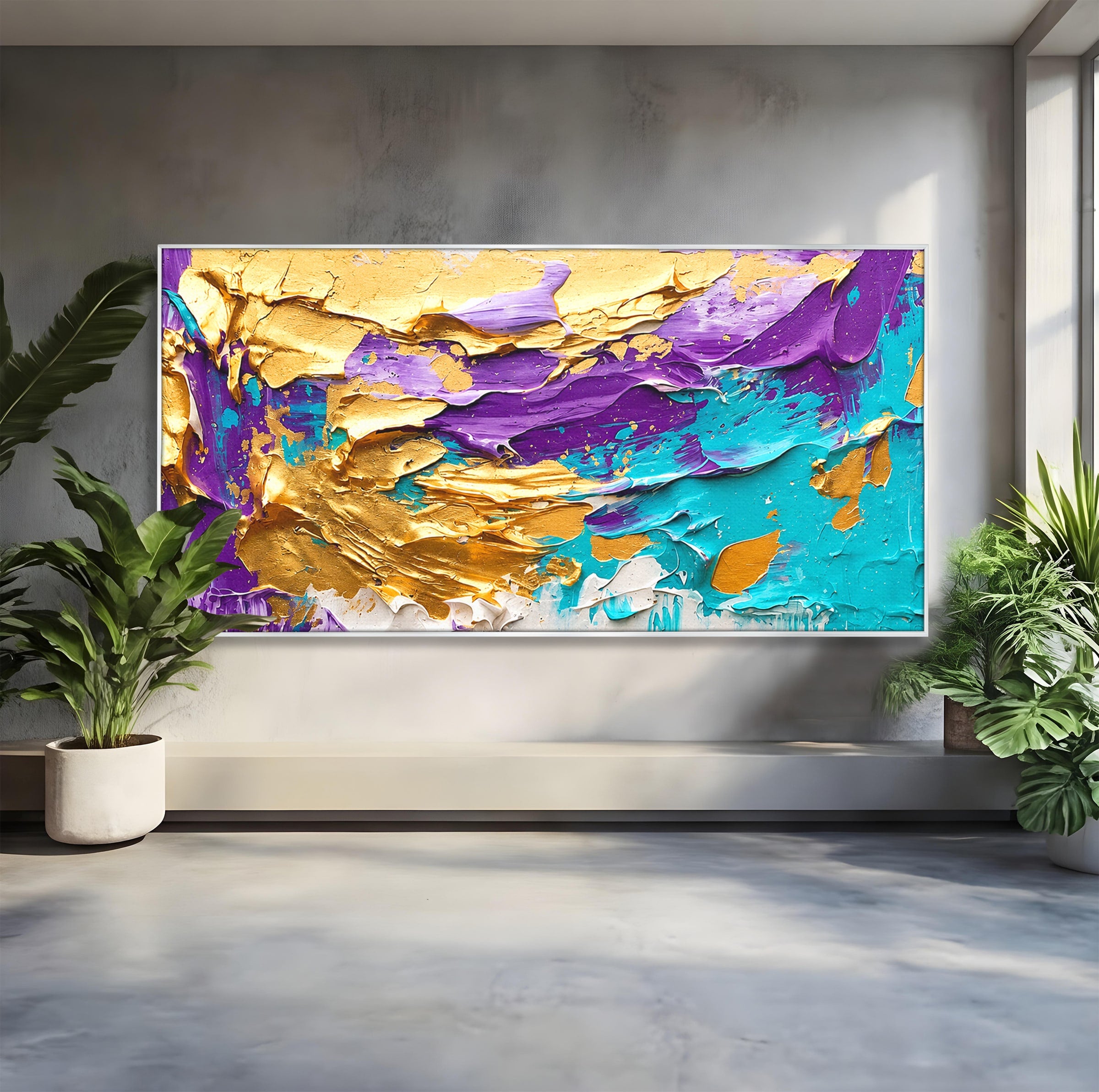 Tablou Canvas Premium LuxCanva® C1342, Abstractie Aurie, Abstract, Arta, Modern, Textura, Birou, Culori Vibrante