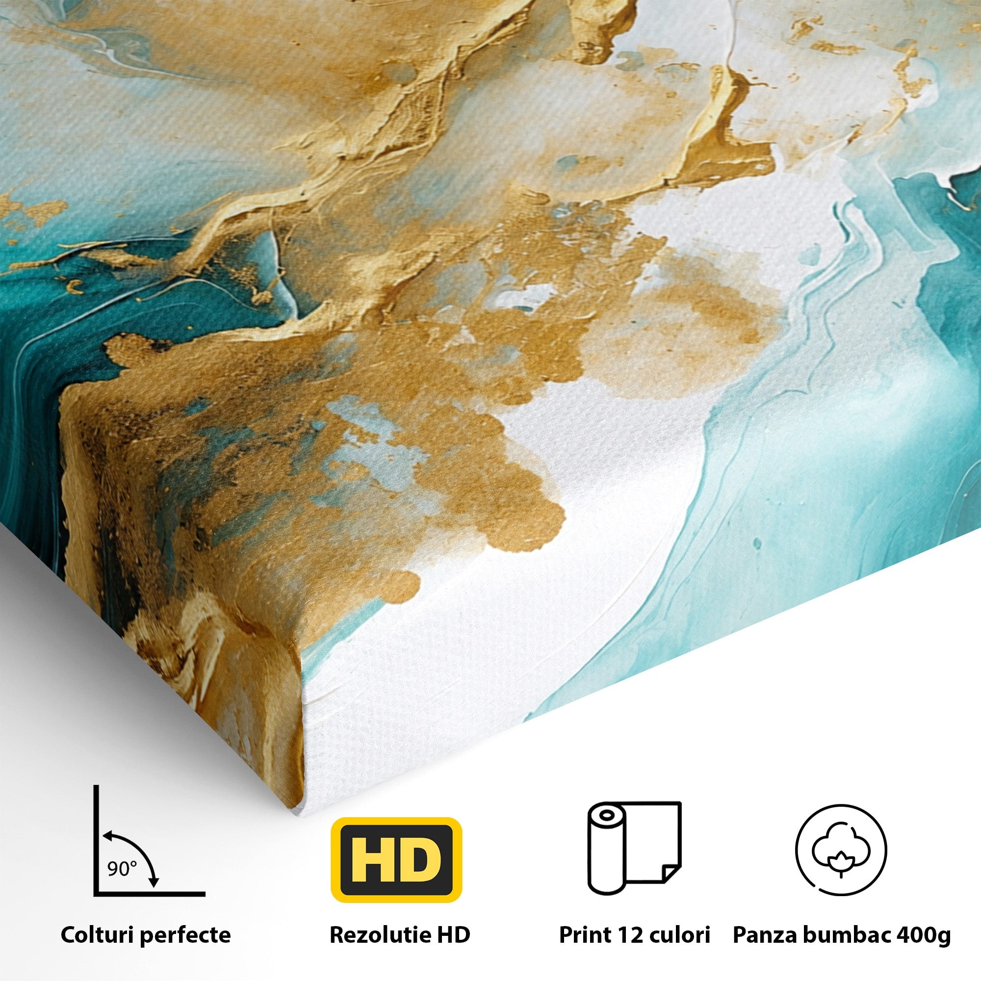 Tablou Canvas Premium LuxCanva® C1343, Flux De Aur, Abstract, Arta, Modern, Eleganta, Living, Birou, Culori Vibrante