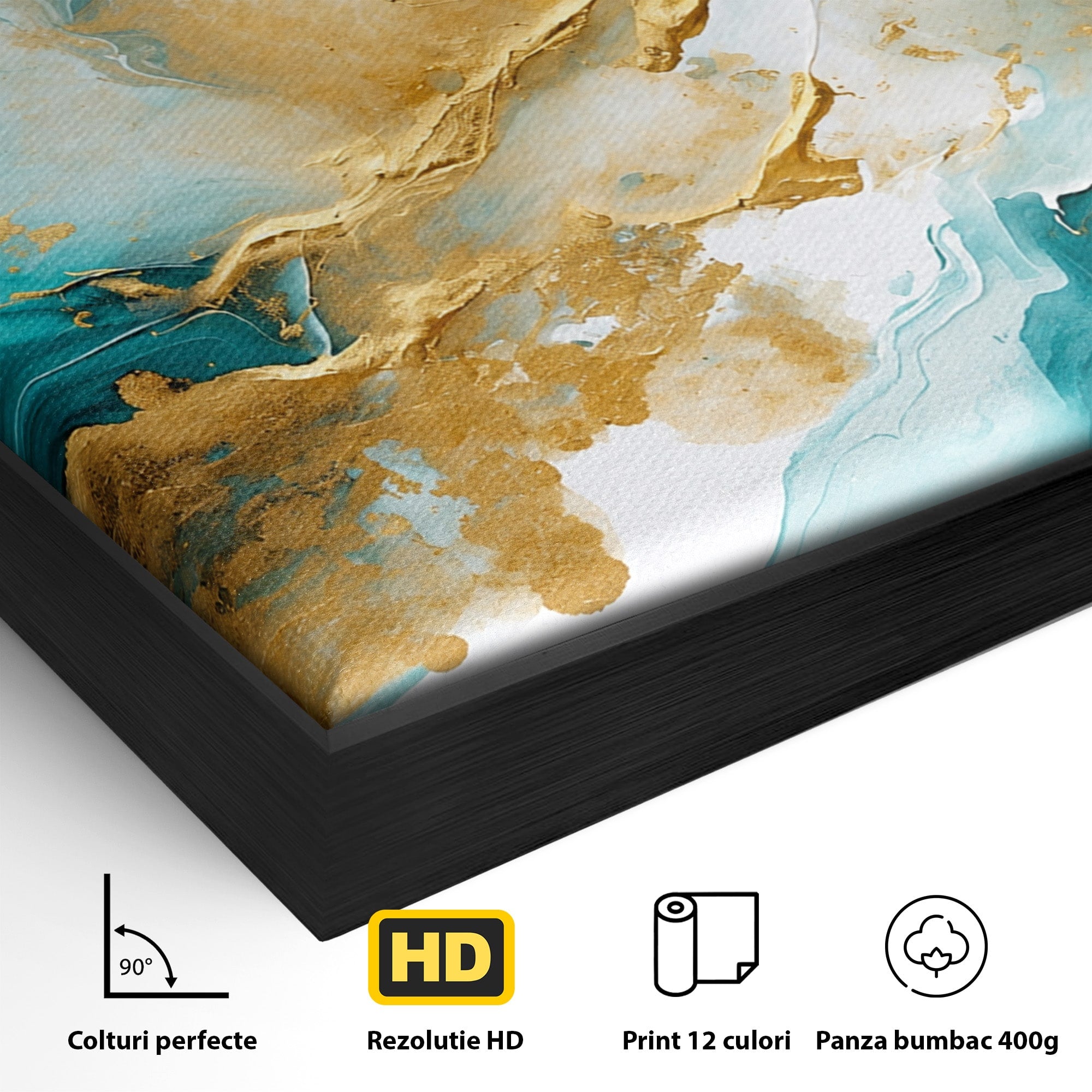 Tablou Canvas Premium LuxCanva® C1343, Flux De Aur, Abstract, Arta, Modern, Eleganta, Living, Birou, Culori Vibrante