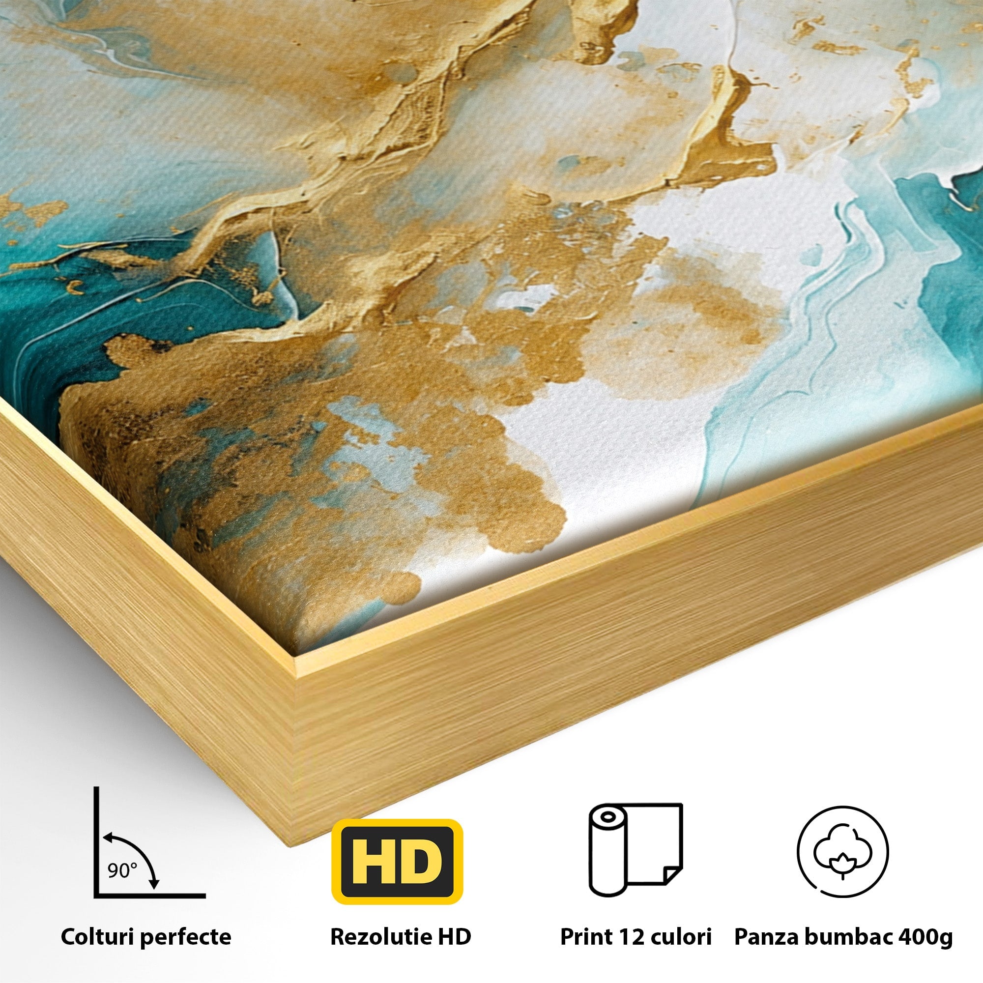 Tablou Canvas Premium LuxCanva® C1343, Flux De Aur, Abstract, Arta, Modern, Eleganta, Living, Birou, Culori Vibrante