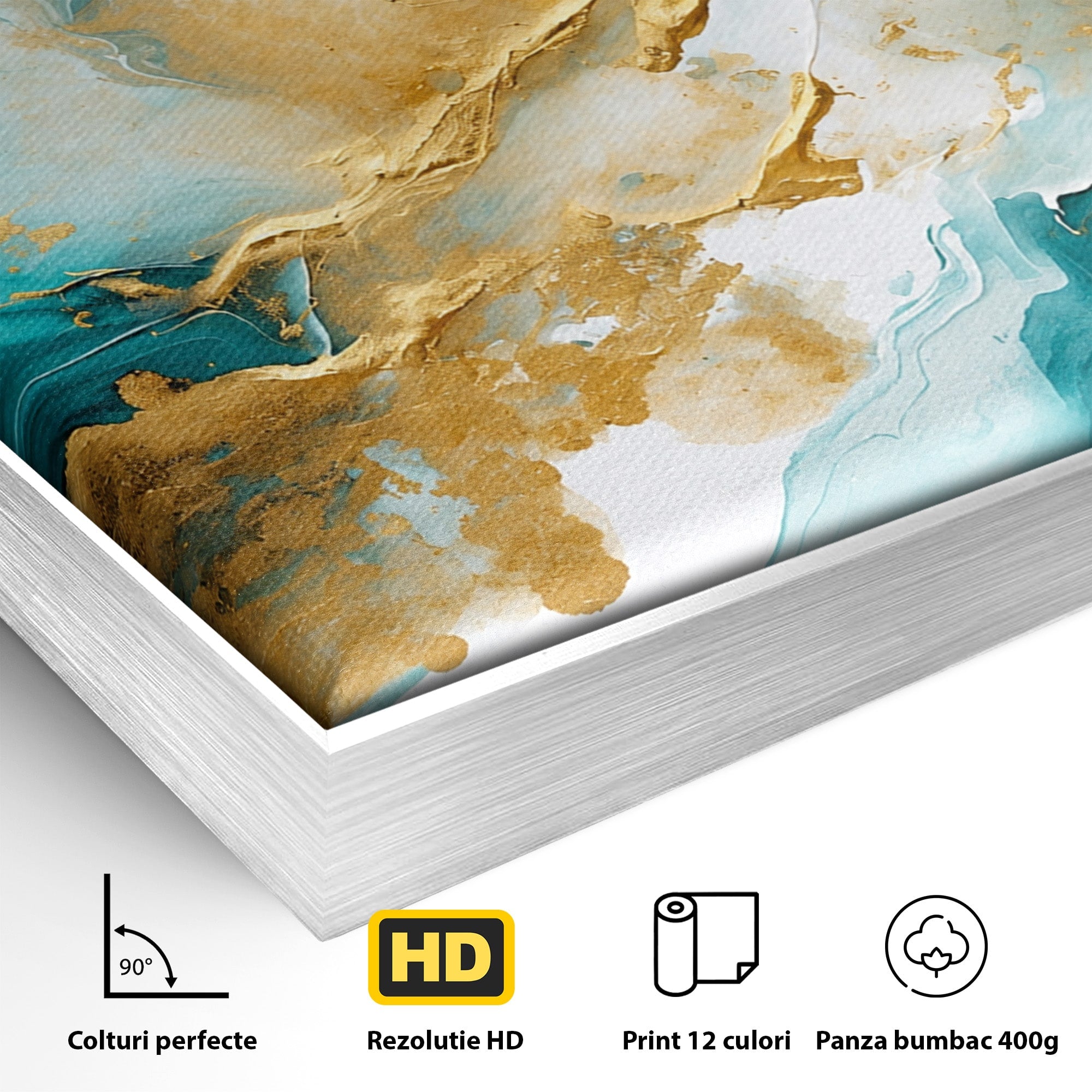 Tablou Canvas Premium LuxCanva® C1343, Flux De Aur, Abstract, Arta, Modern, Eleganta, Living, Birou, Culori Vibrante