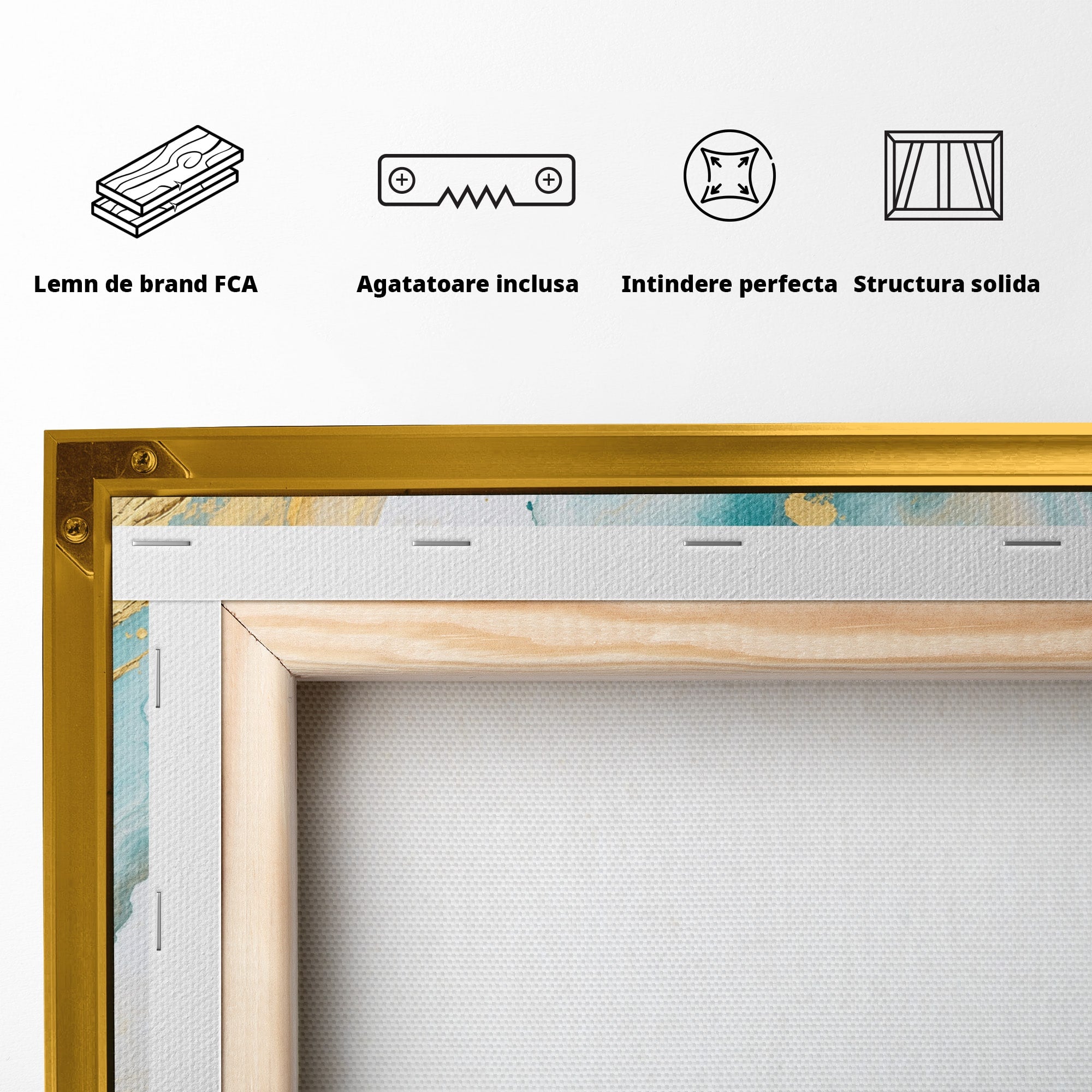 Tablou Canvas Premium LuxCanva® C1343, Flux De Aur, Abstract, Arta, Modern, Eleganta, Living, Birou, Culori Vibrante