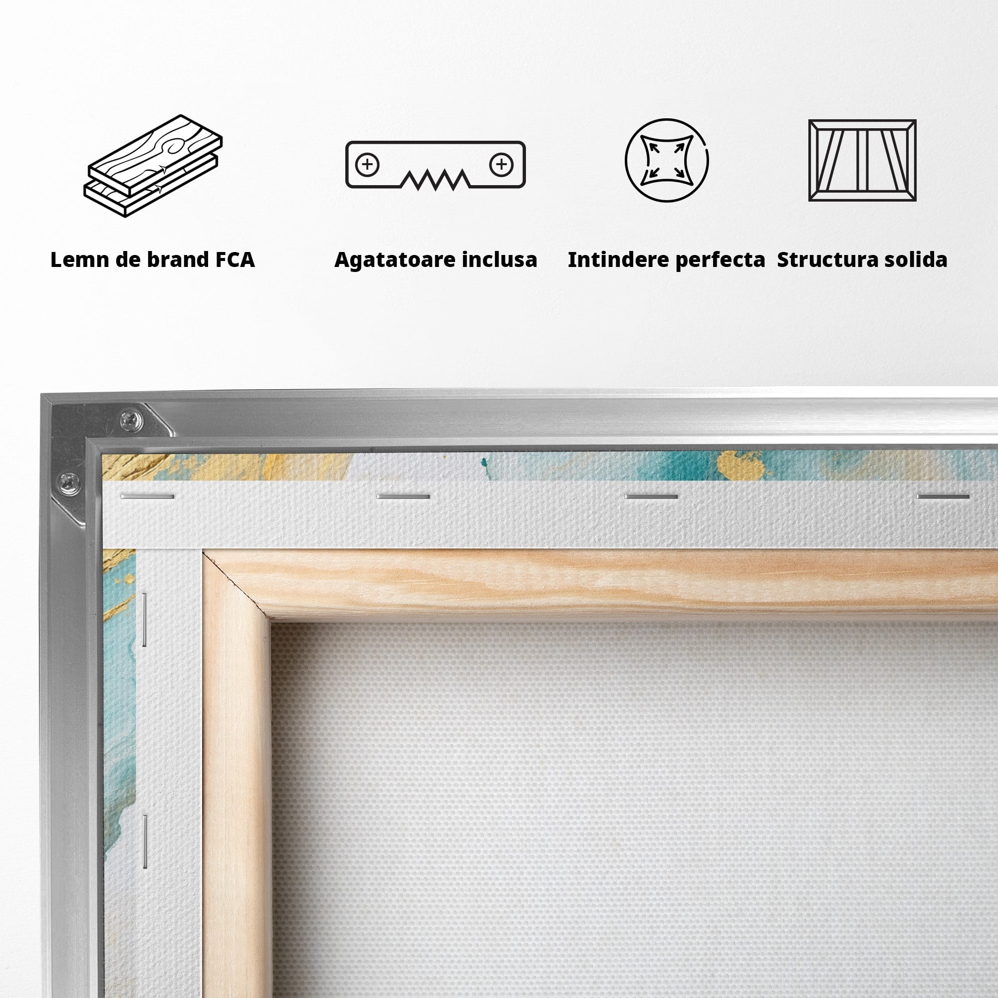 Tablou Canvas Premium LuxCanva® C1343, Flux De Aur, Abstract, Arta, Modern, Eleganta, Living, Birou, Culori Vibrante