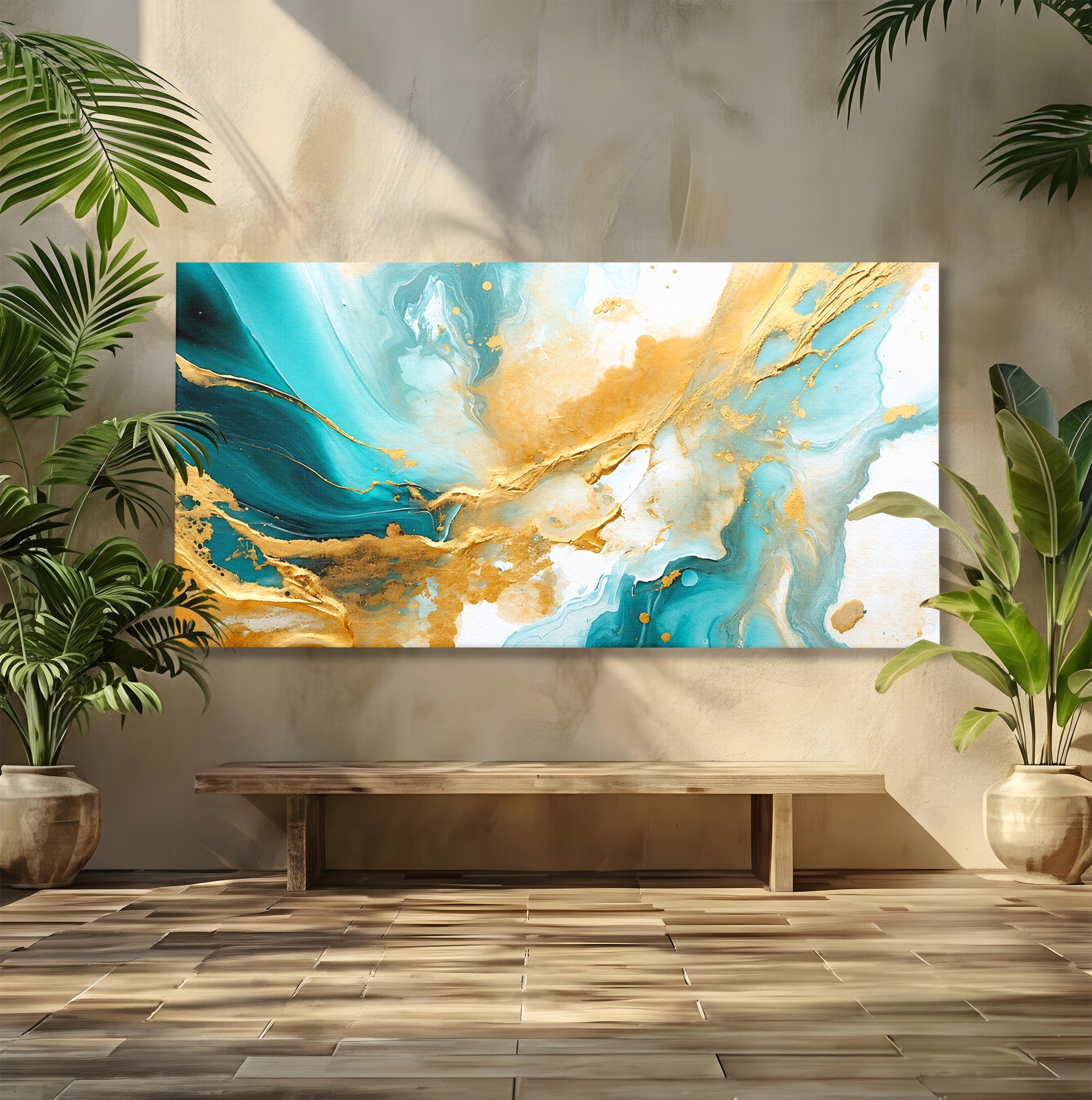 Tablou Canvas Premium LuxCanva® C1343, Flux De Aur, Abstract, Arta, Modern, Eleganta, Living, Birou, Culori Vibrante