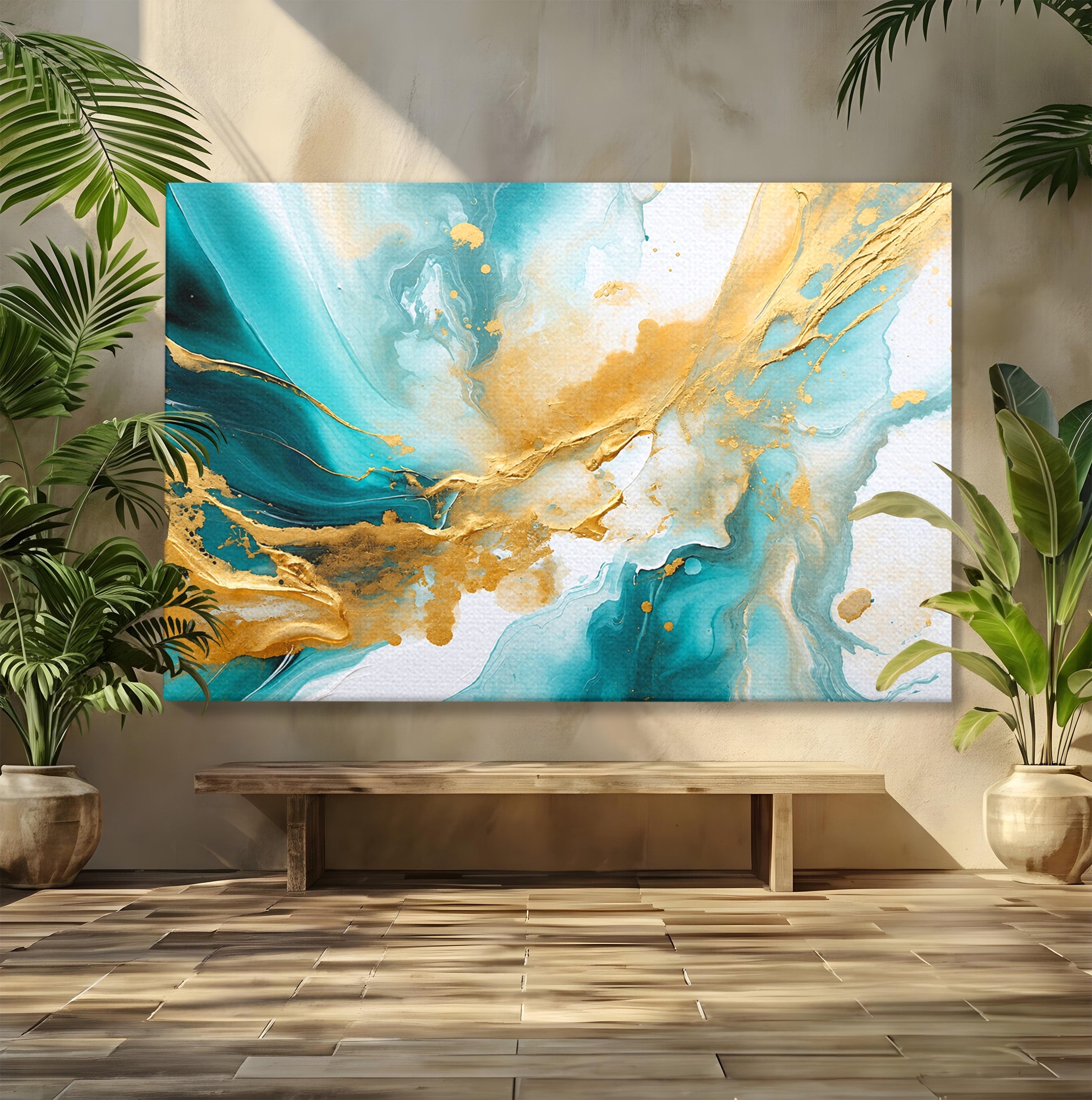 Tablou Canvas Premium LuxCanva® C1343, Flux De Aur, Abstract, Arta, Modern, Eleganta, Living, Birou, Culori Vibrante