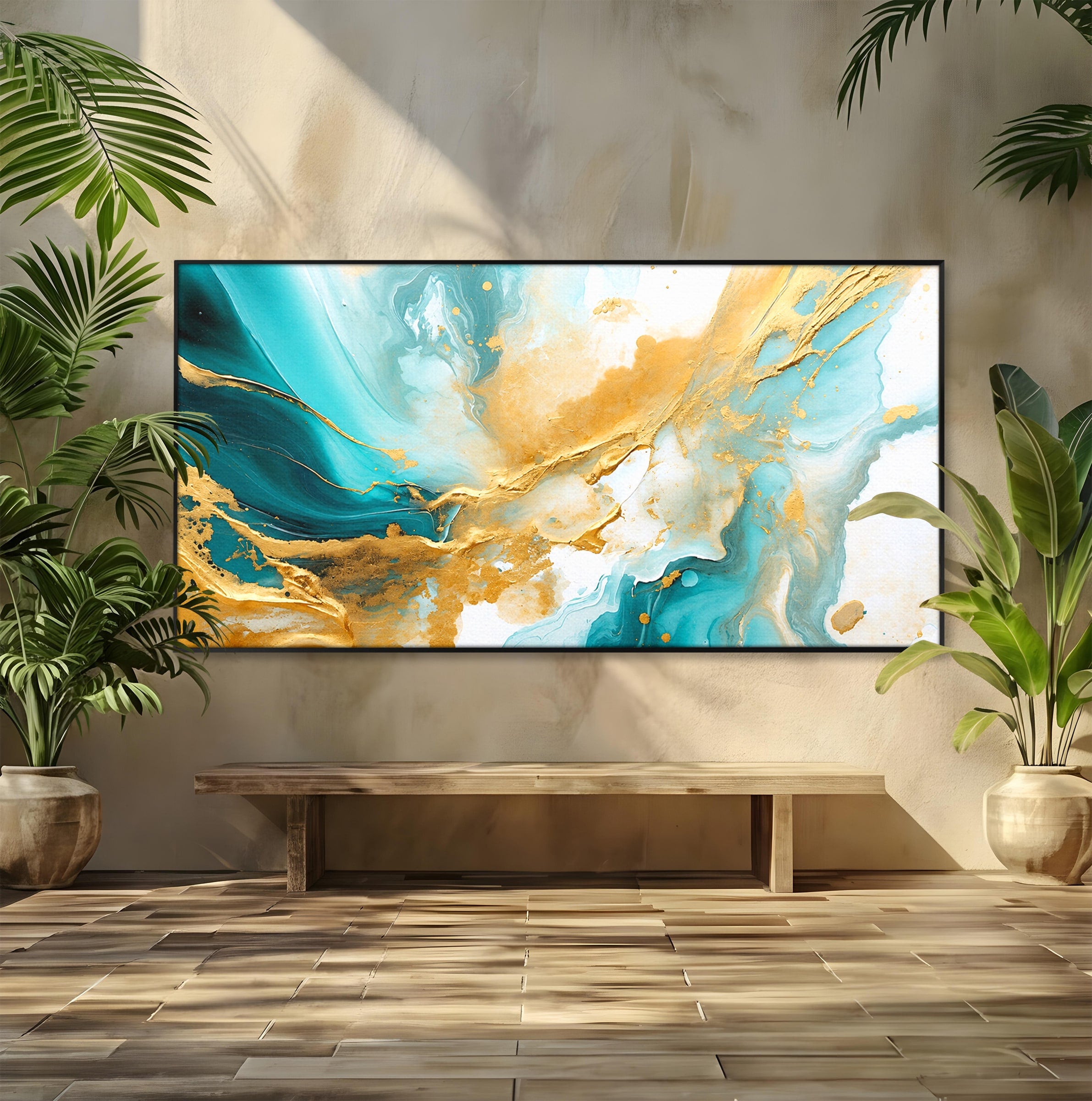 Tablou Canvas Premium LuxCanva® C1343, Flux De Aur, Abstract, Arta, Modern, Eleganta, Living, Birou, Culori Vibrante