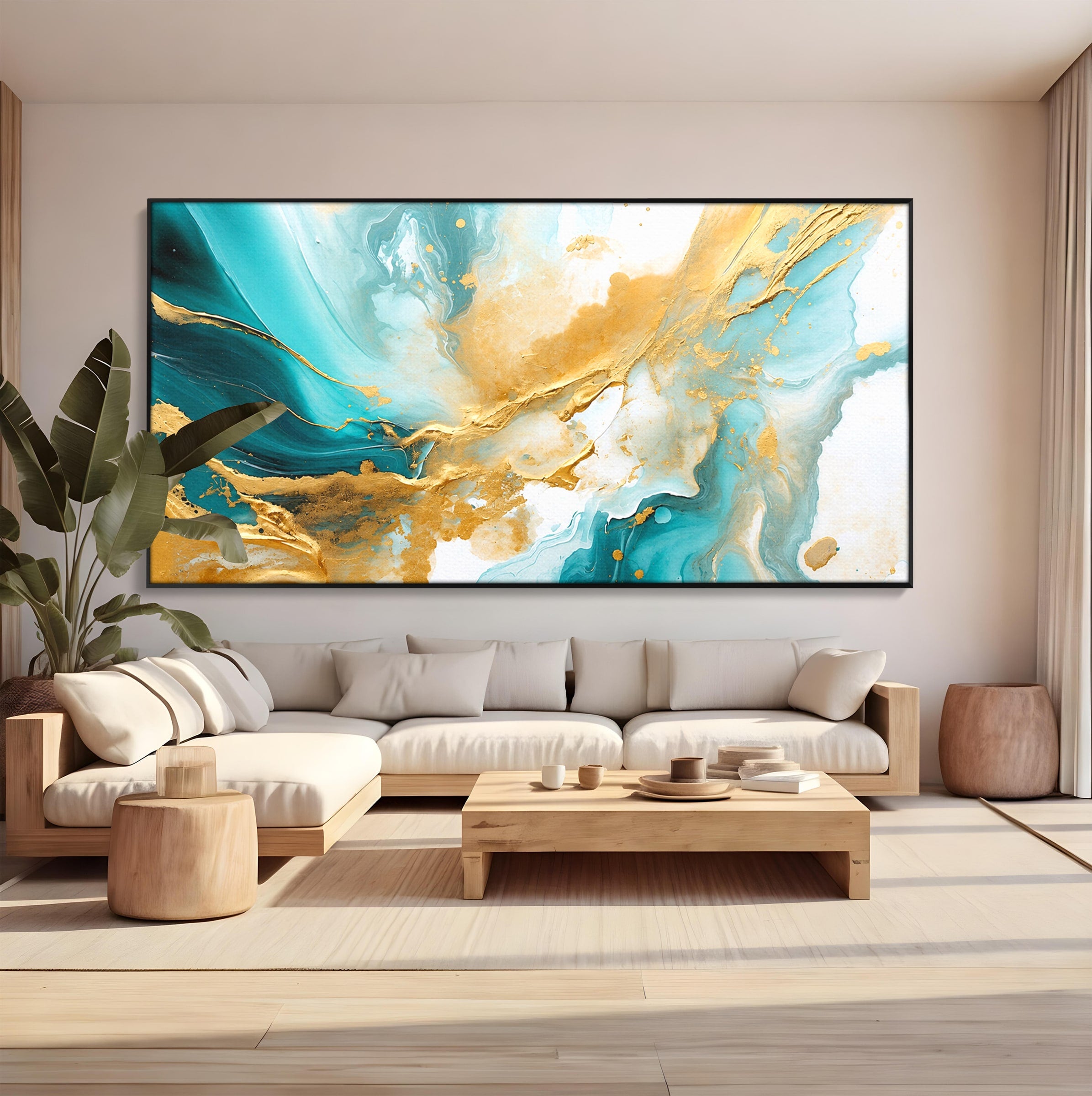 Tablou Canvas Premium LuxCanva® C1343, Flux De Aur, Abstract, Arta, Modern, Eleganta, Living, Birou, Culori Vibrante