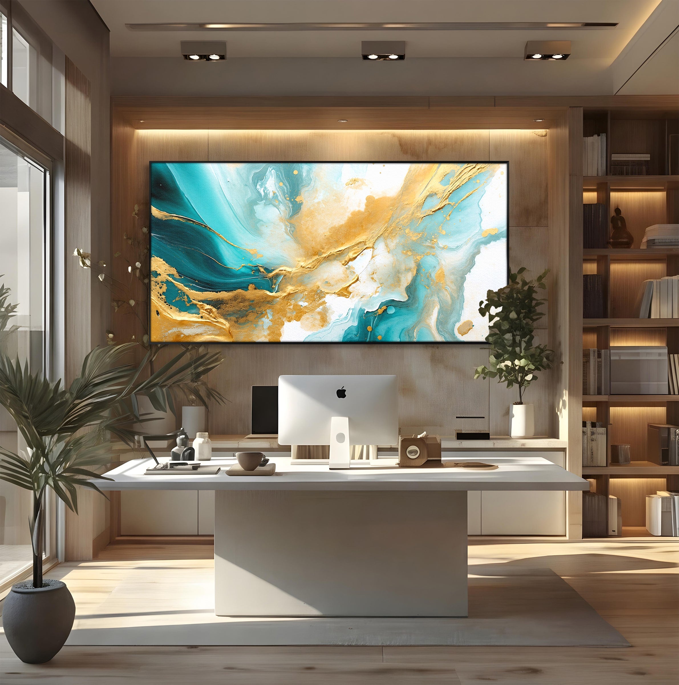 Tablou Canvas Premium LuxCanva® C1343, Flux De Aur, Abstract, Arta, Modern, Eleganta, Living, Birou, Culori Vibrante
