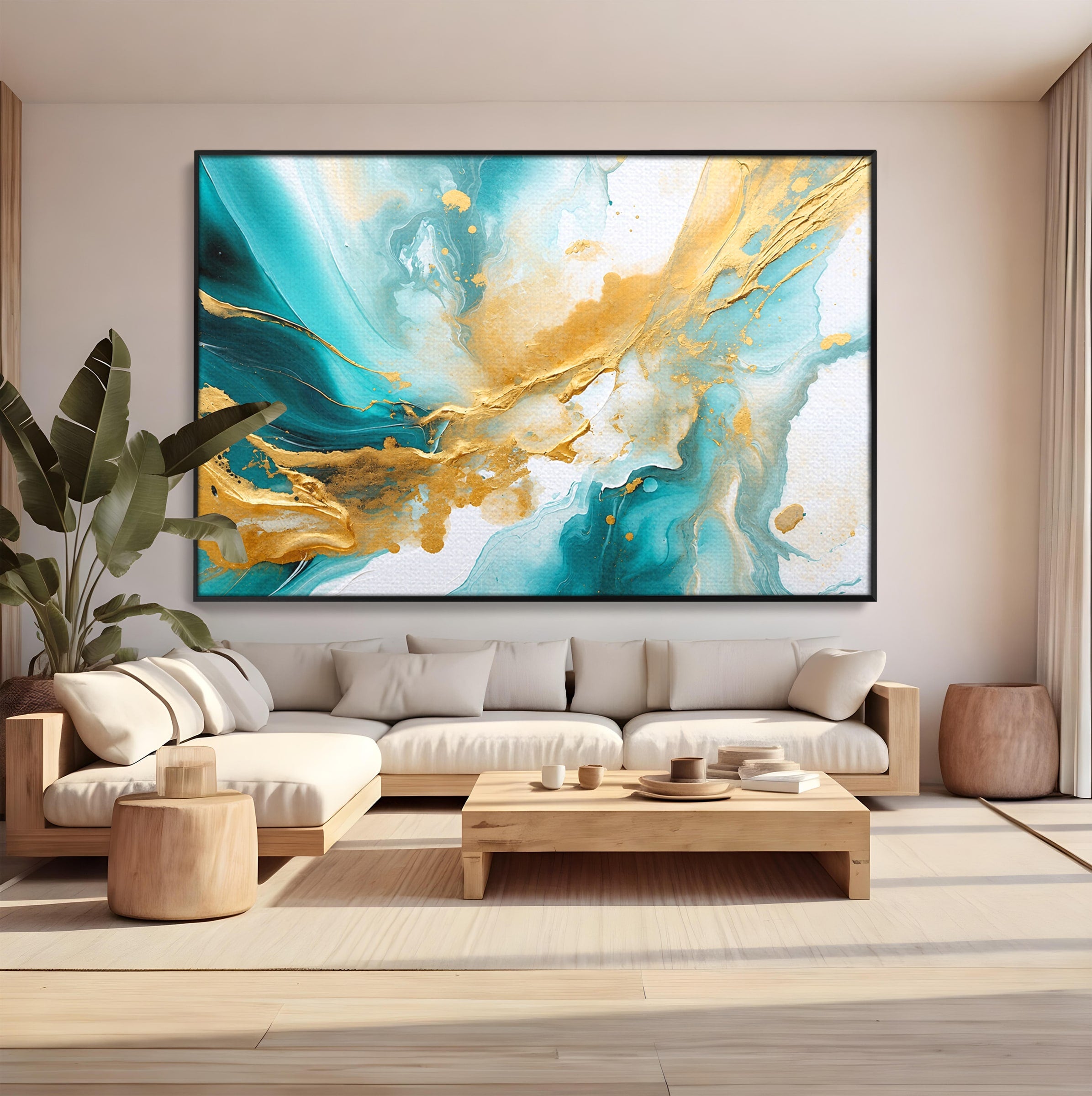 Tablou Canvas Premium LuxCanva® C1343, Flux De Aur, Abstract, Arta, Modern, Eleganta, Living, Birou, Culori Vibrante