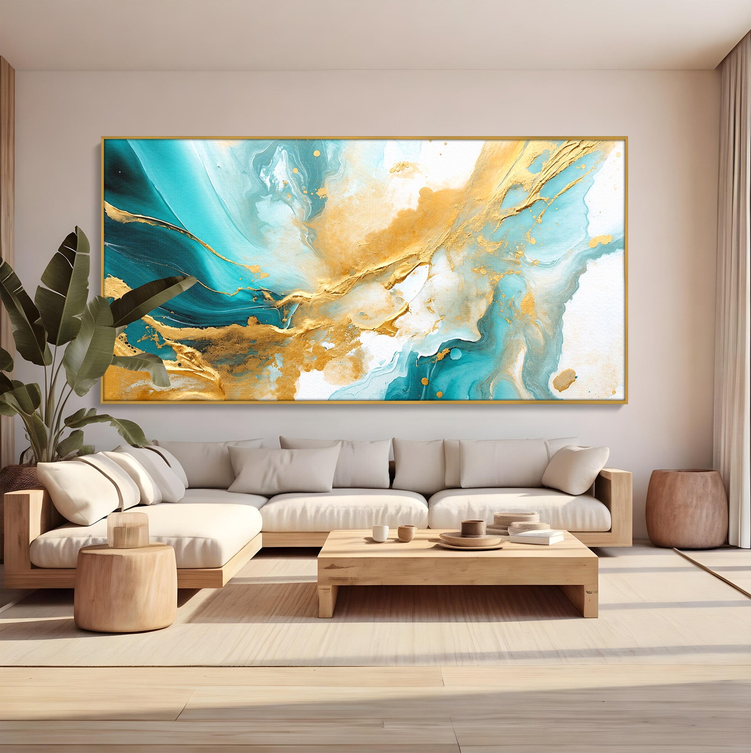 Tablou Canvas Premium LuxCanva® C1343, Flux De Aur, Abstract, Arta, Modern, Eleganta, Living, Birou, Culori Vibrante