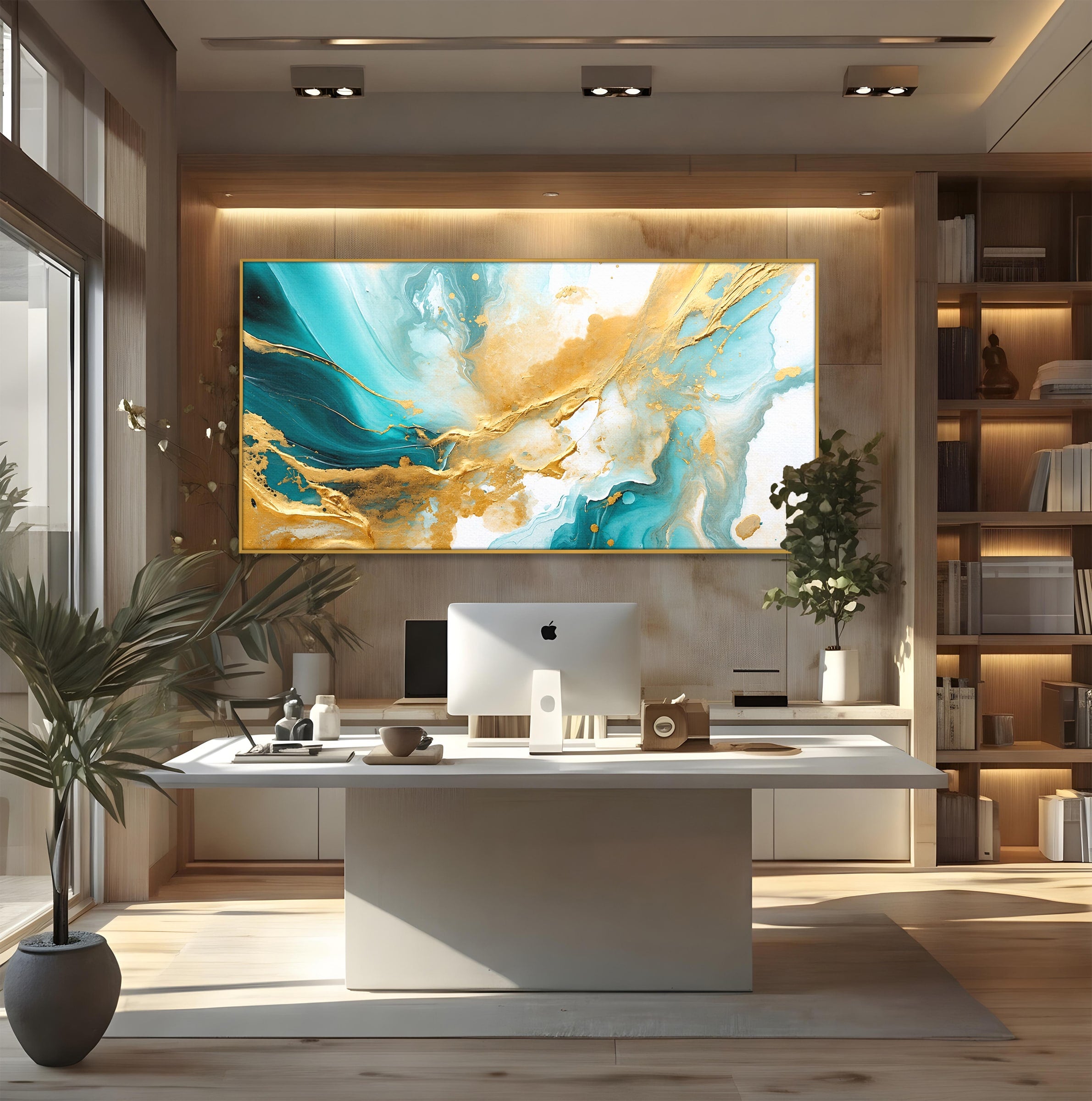 Tablou Canvas Premium LuxCanva® C1343, Flux De Aur, Abstract, Arta, Modern, Eleganta, Living, Birou, Culori Vibrante