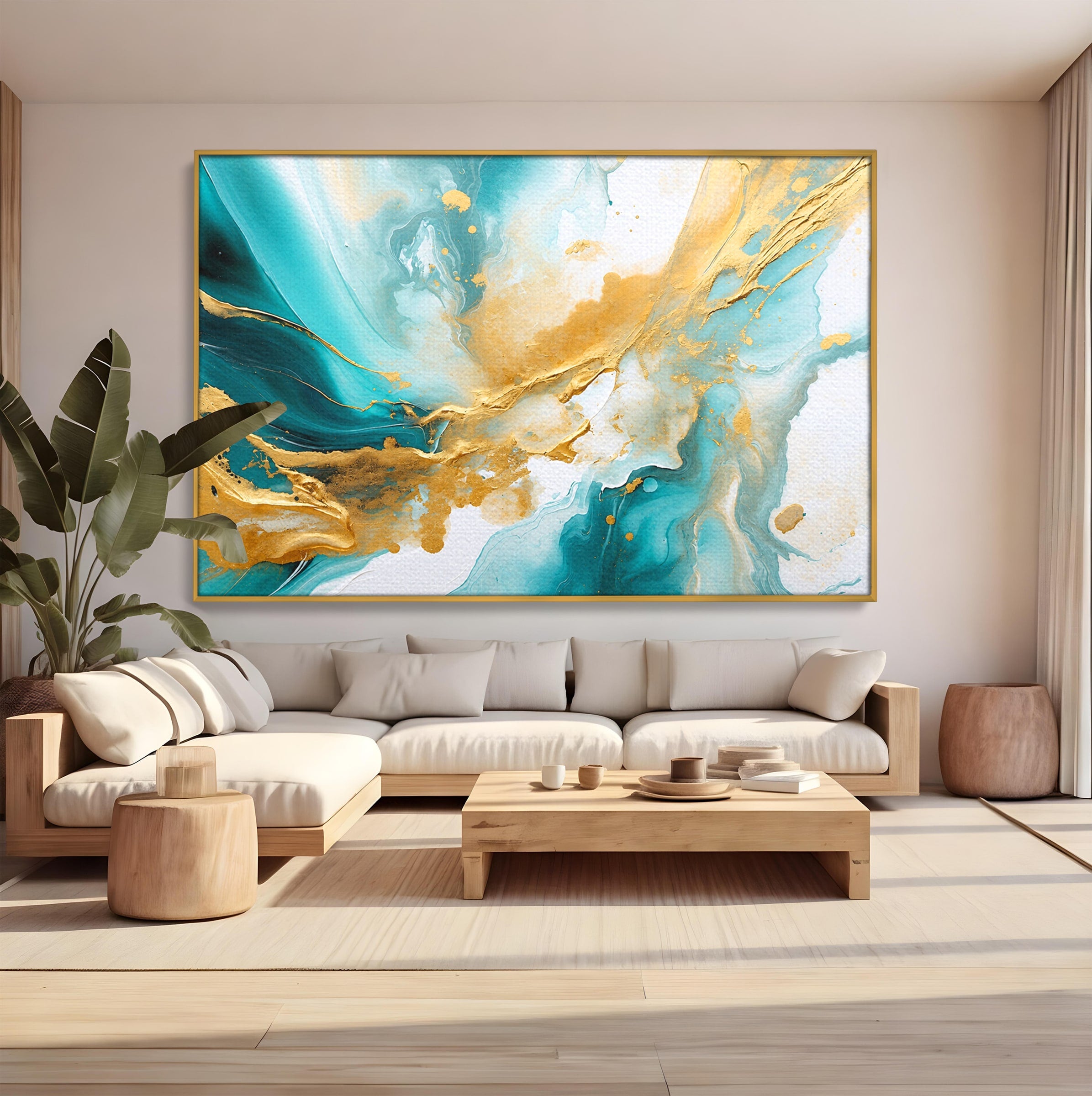 Tablou Canvas Premium LuxCanva® C1343, Flux De Aur, Abstract, Arta, Modern, Eleganta, Living, Birou, Culori Vibrante