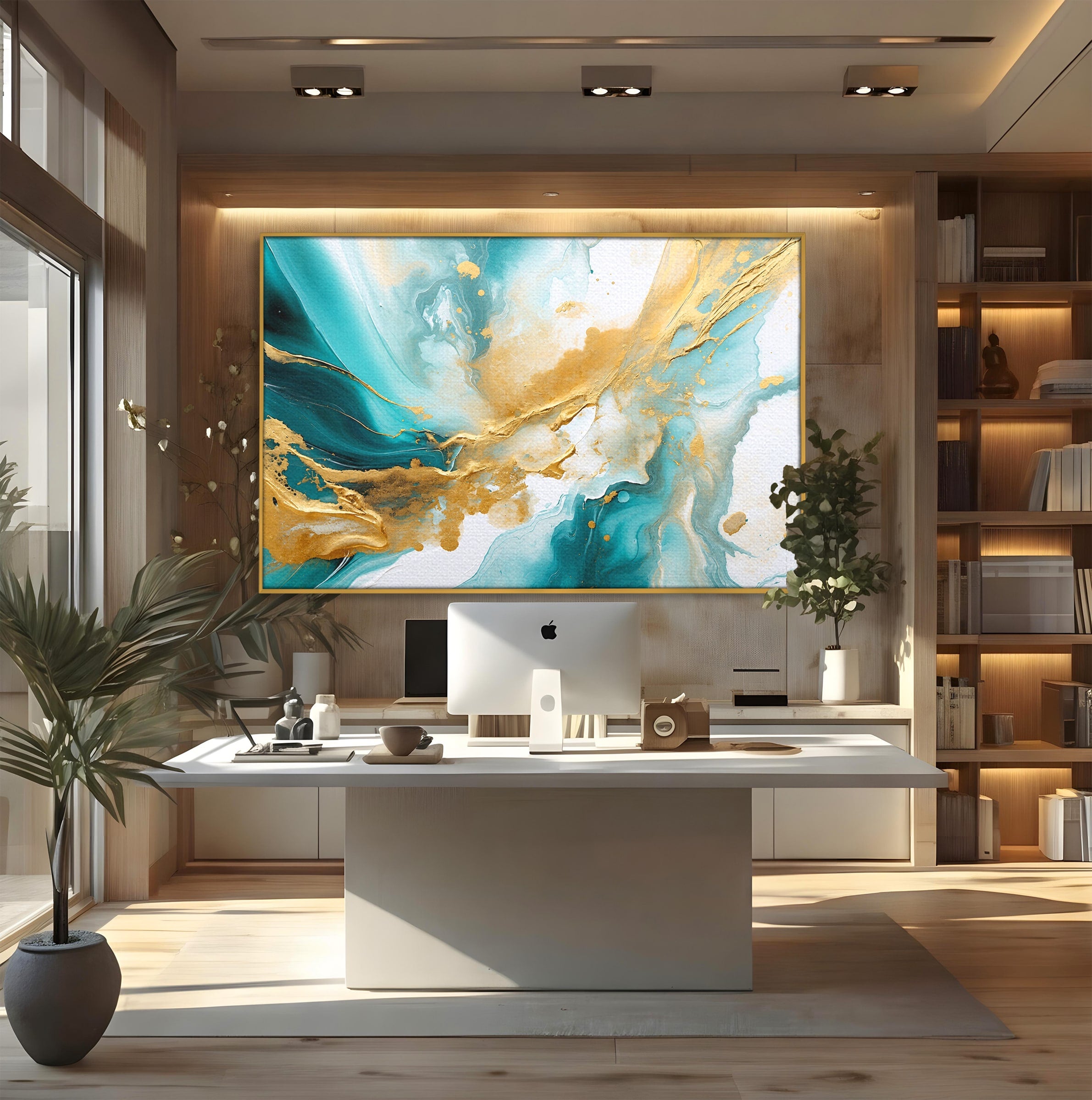 Tablou Canvas Premium LuxCanva® C1343, Flux De Aur, Abstract, Arta, Modern, Eleganta, Living, Birou, Culori Vibrante