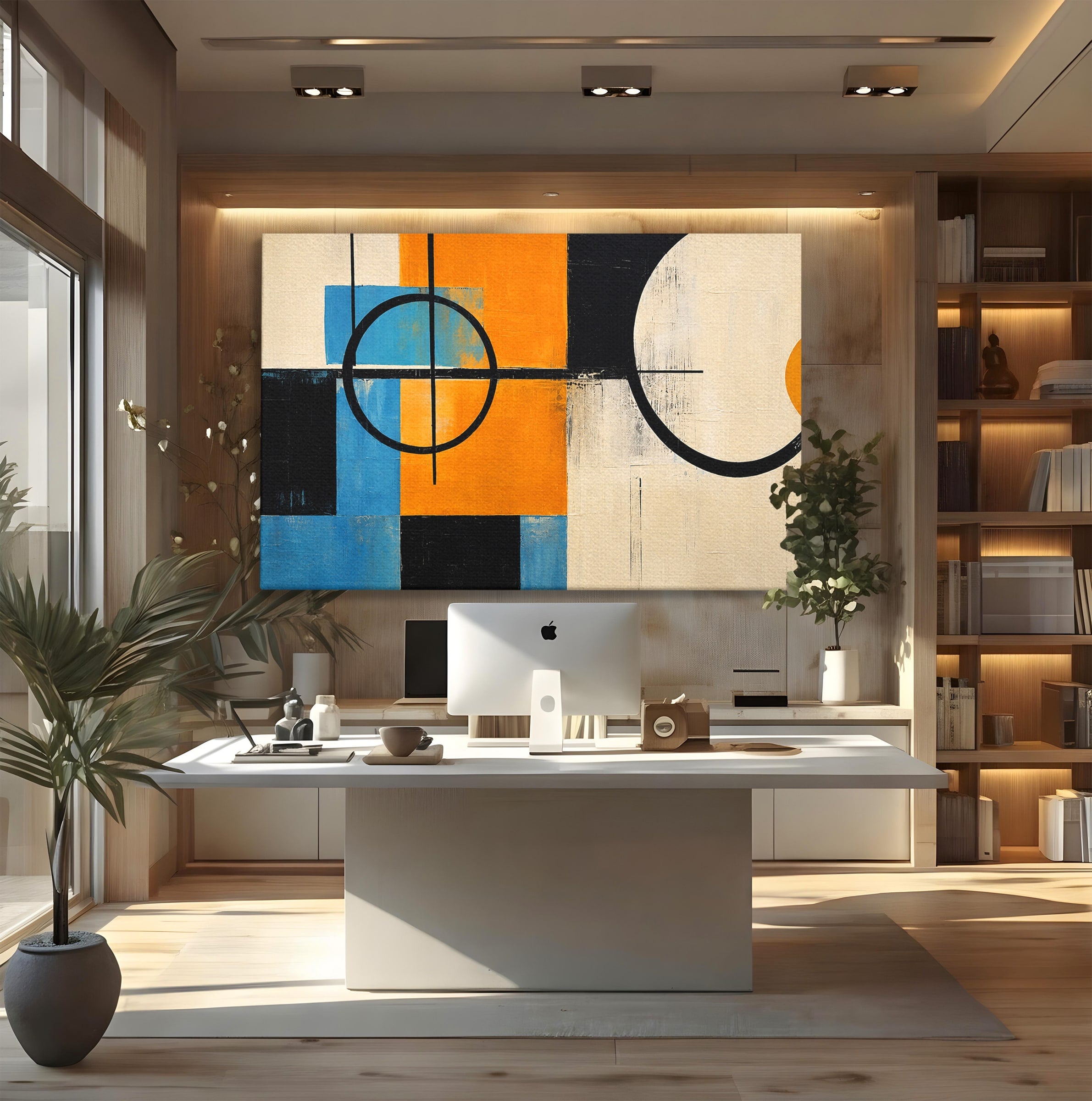 Tablou Canvas Premium LuxCanva® C1344, Abstractie Geometrica Moderna, Abstract, Geometric, Modern, Arta, Birou, Culori Vibrante