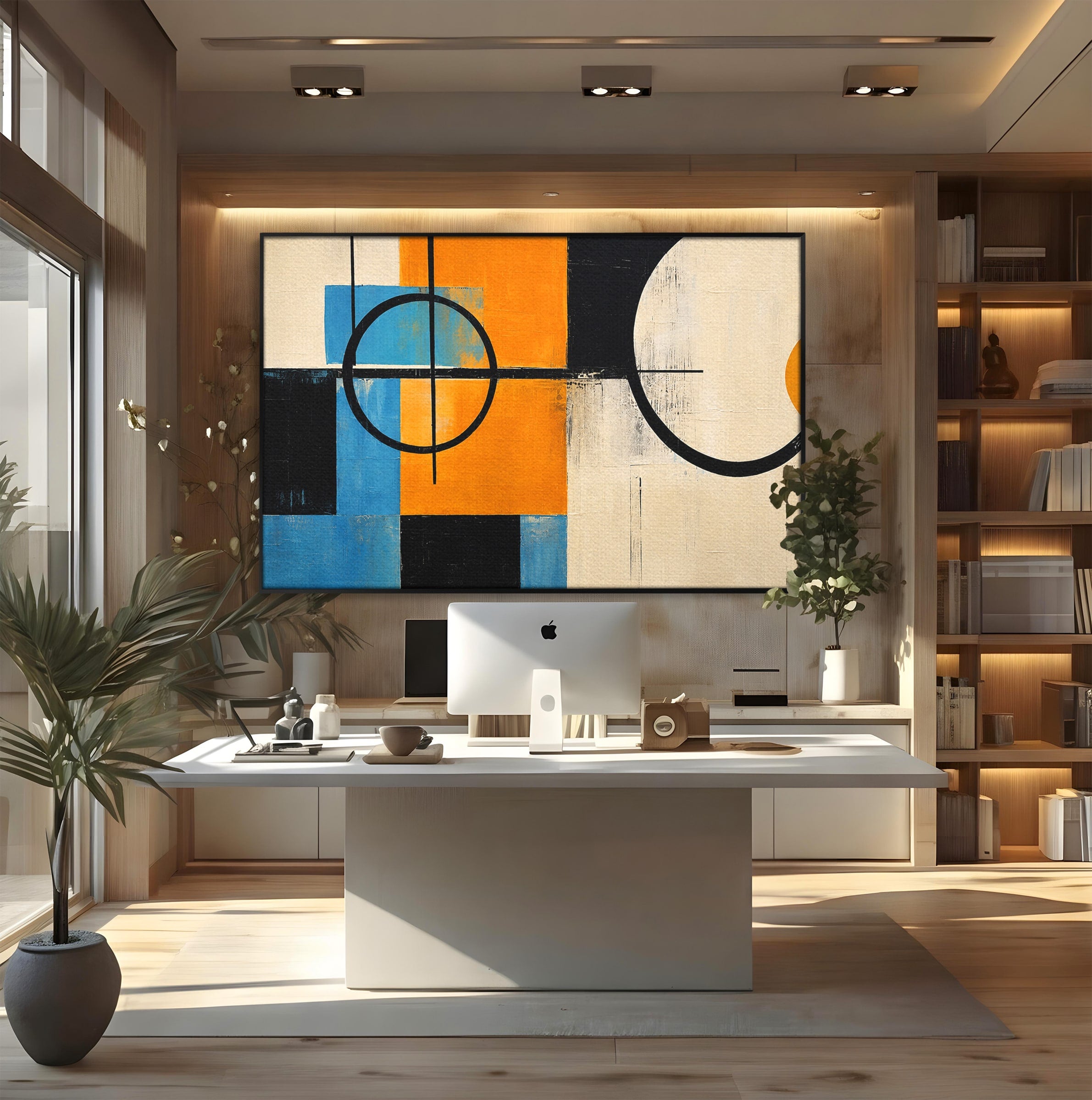 Tablou Canvas Premium LuxCanva® C1344, Abstractie Geometrica Moderna, Abstract, Geometric, Modern, Arta, Birou, Culori Vibrante