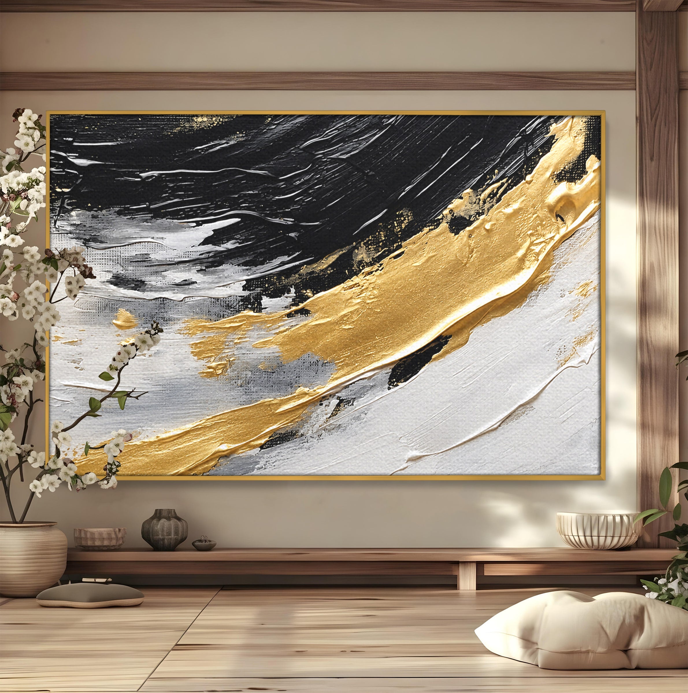 Tablou Canvas Premium LuxCanva® C1346, Valuri Abstractioniste, Abstractie, Textura, Modern, Eleganta, Living, Birou, Culori Vibrante
