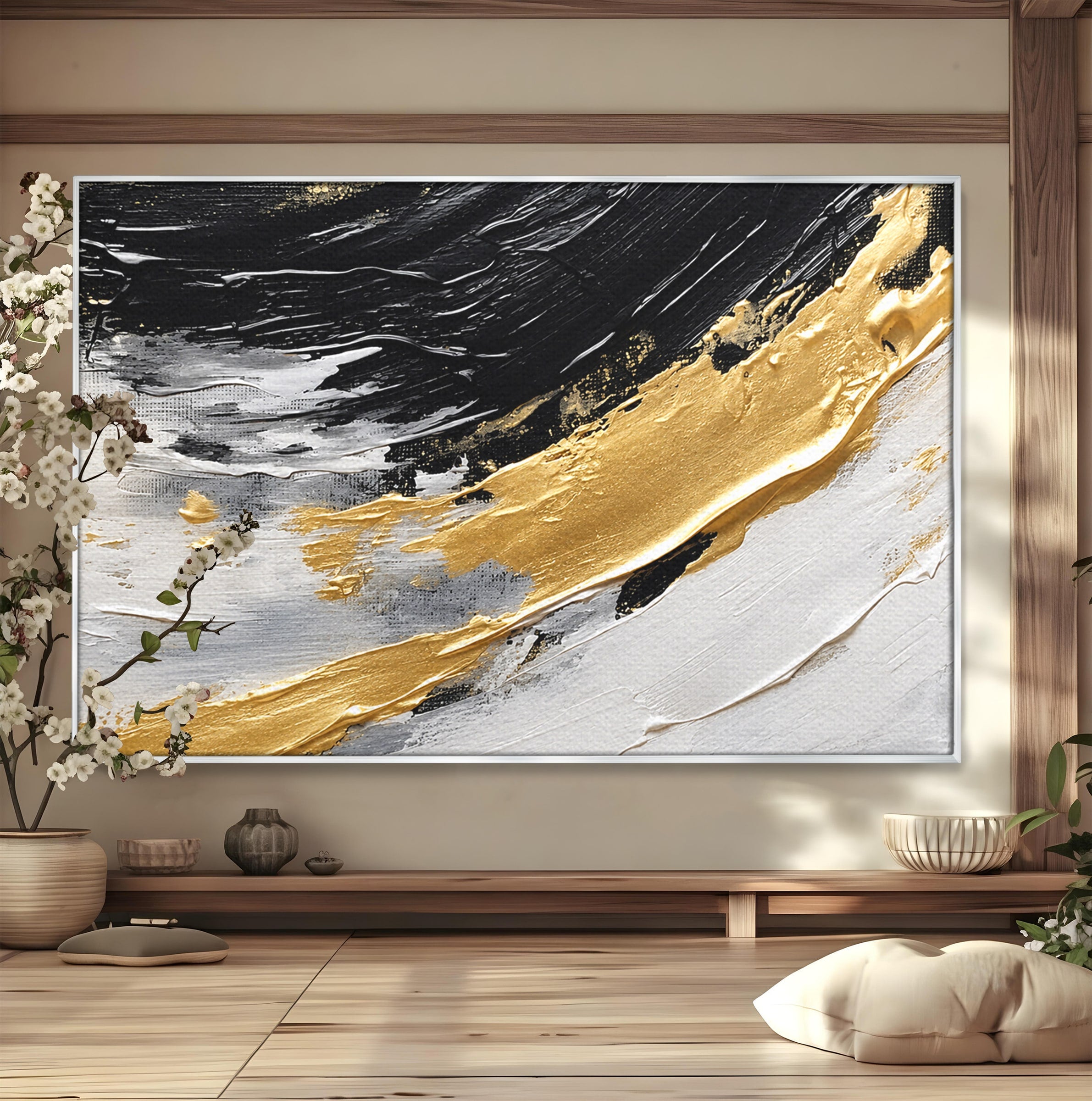 Tablou Canvas Premium LuxCanva® C1346, Valuri Abstractioniste, Abstractie, Textura, Modern, Eleganta, Living, Birou, Culori Vibrante