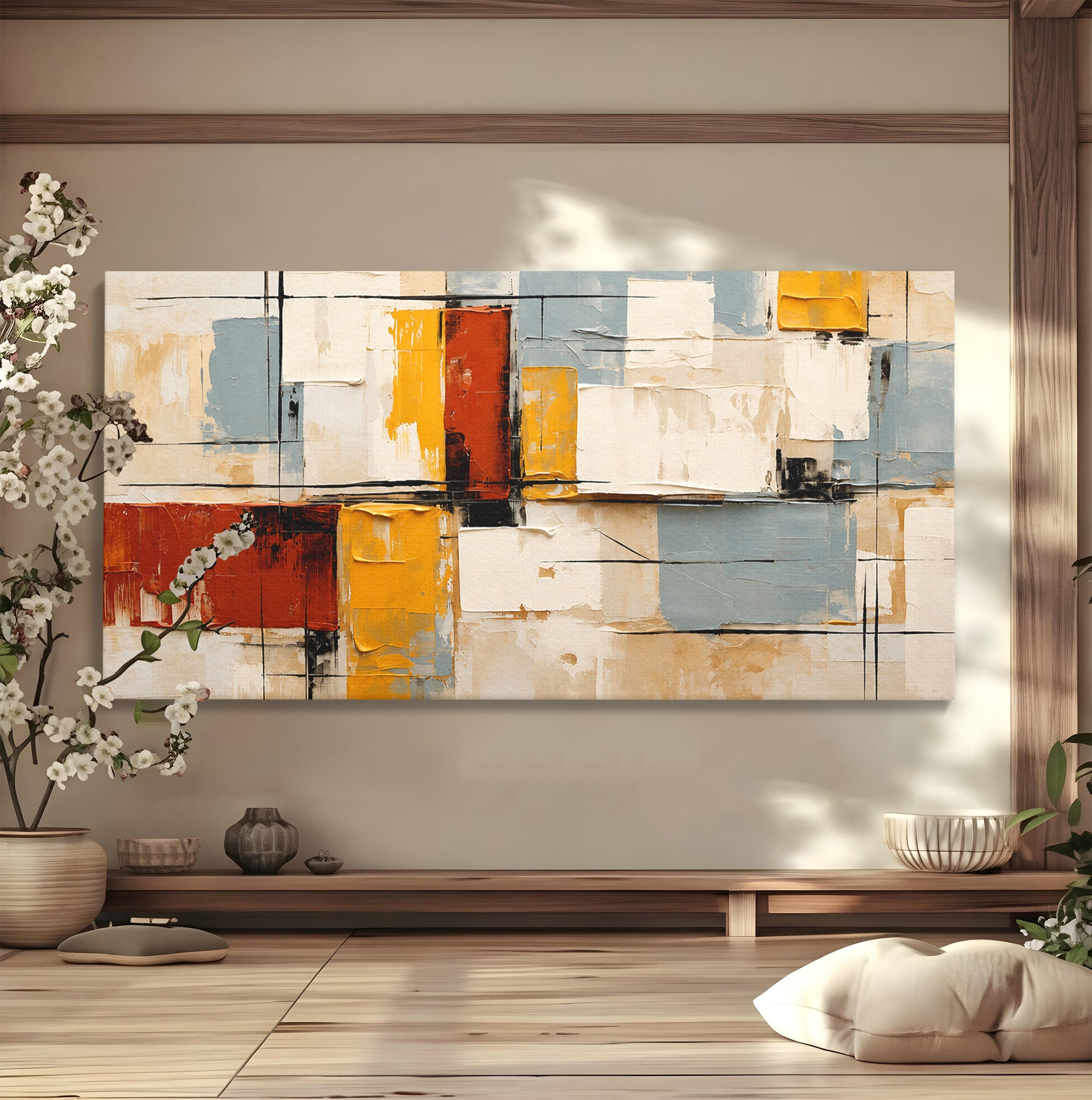 Tablou Canvas Premium LuxCanva® C1347, Abstract Geometric, Abstract, Geometric, Modern, Living, Birou, Culori Vibrante