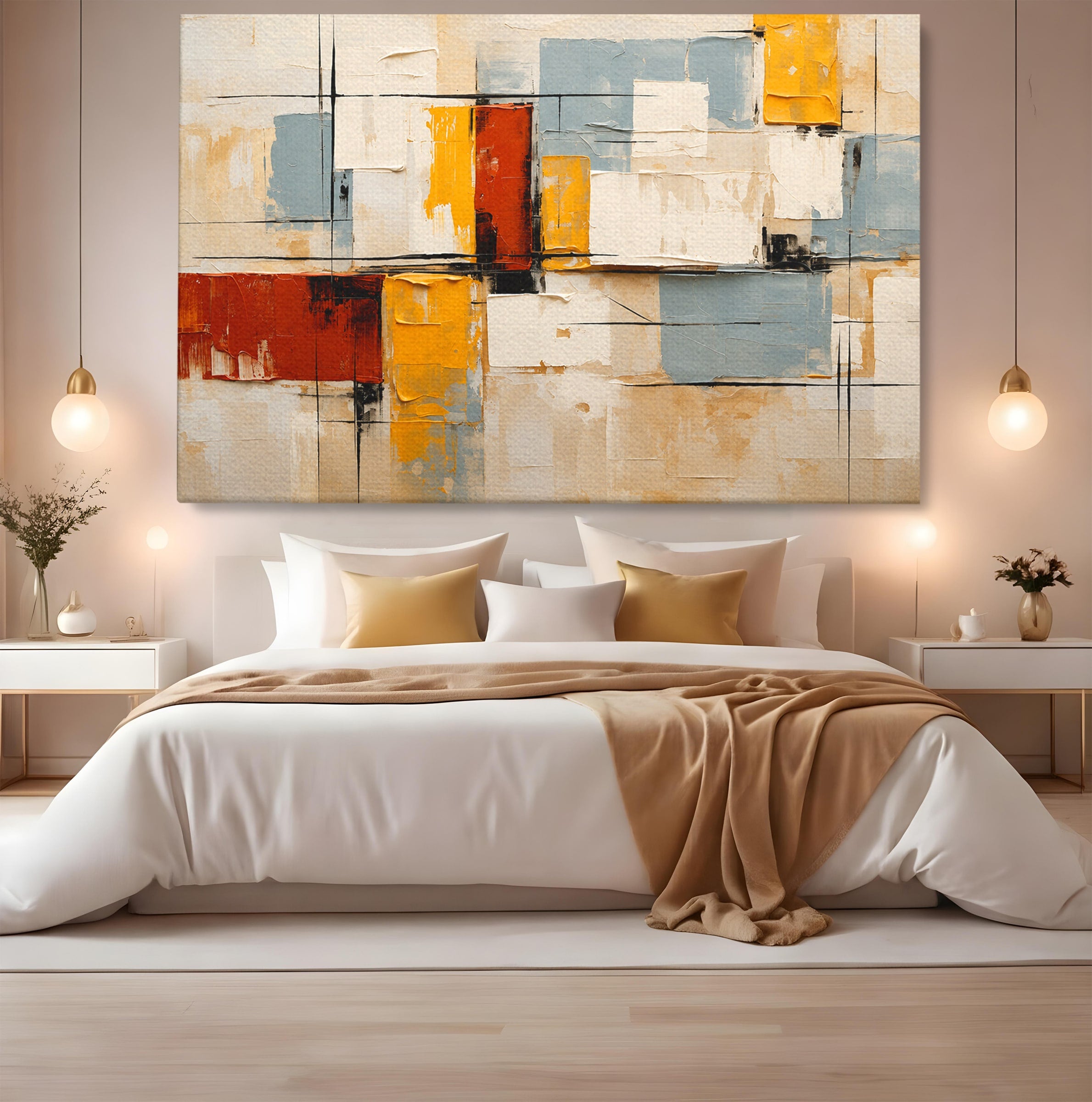 Tablou Canvas Premium LuxCanva® C1347, Abstract Geometric, Abstract, Geometric, Modern, Living, Birou, Culori Vibrante