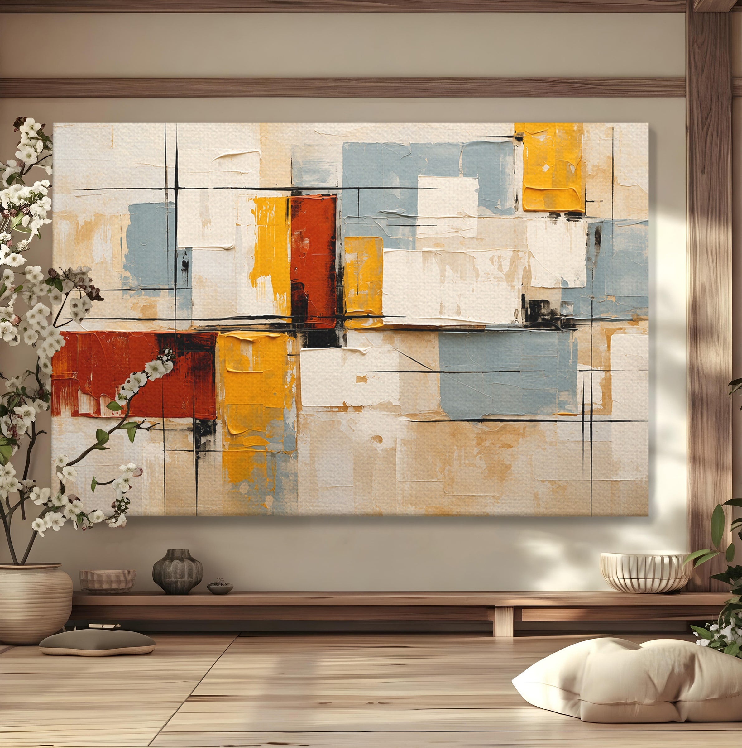 Tablou Canvas Premium LuxCanva® C1347, Abstract Geometric, Abstract, Geometric, Modern, Living, Birou, Culori Vibrante