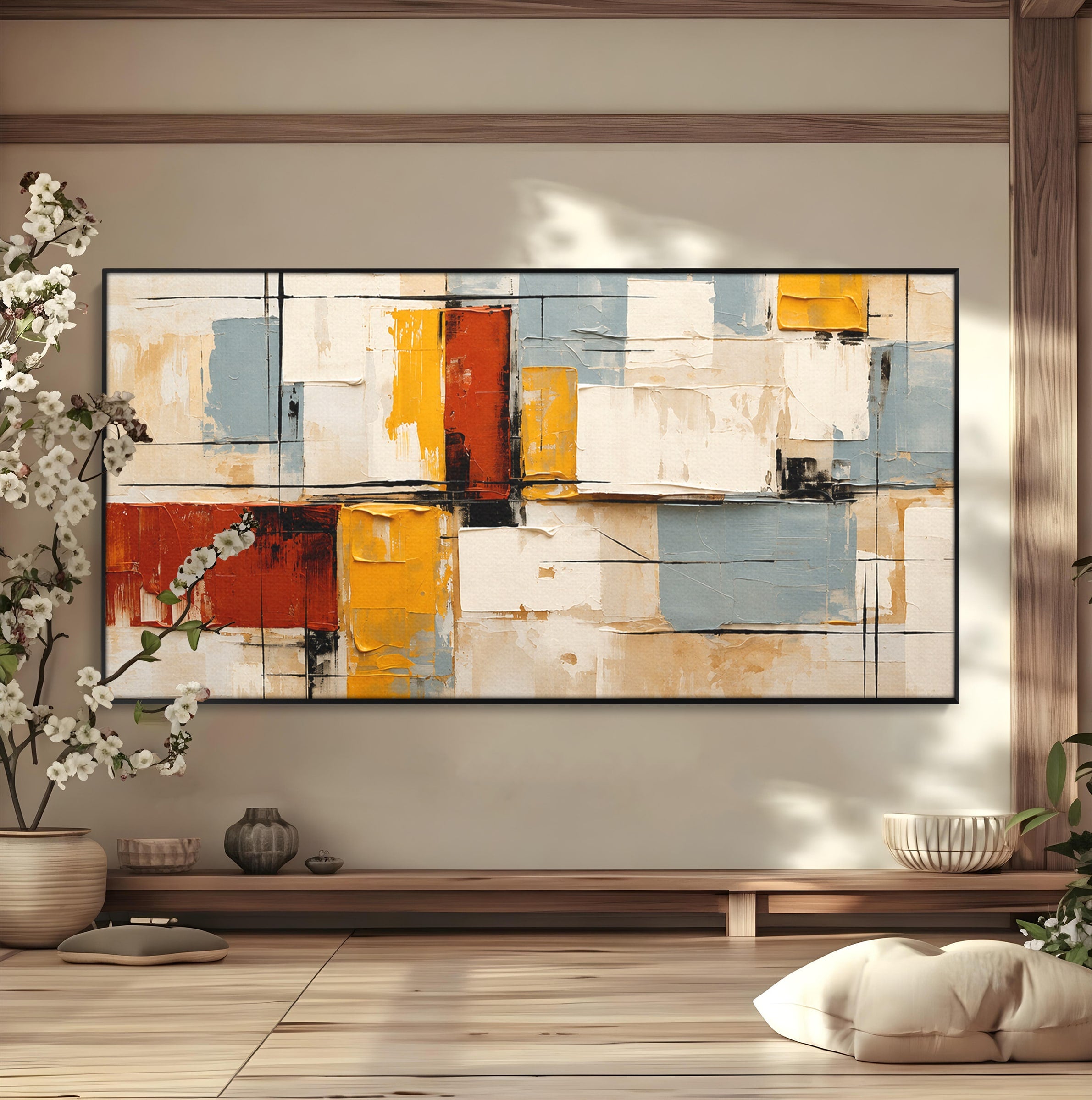 Tablou Canvas Premium LuxCanva® C1347, Abstract Geometric, Abstract, Geometric, Modern, Living, Birou, Culori Vibrante