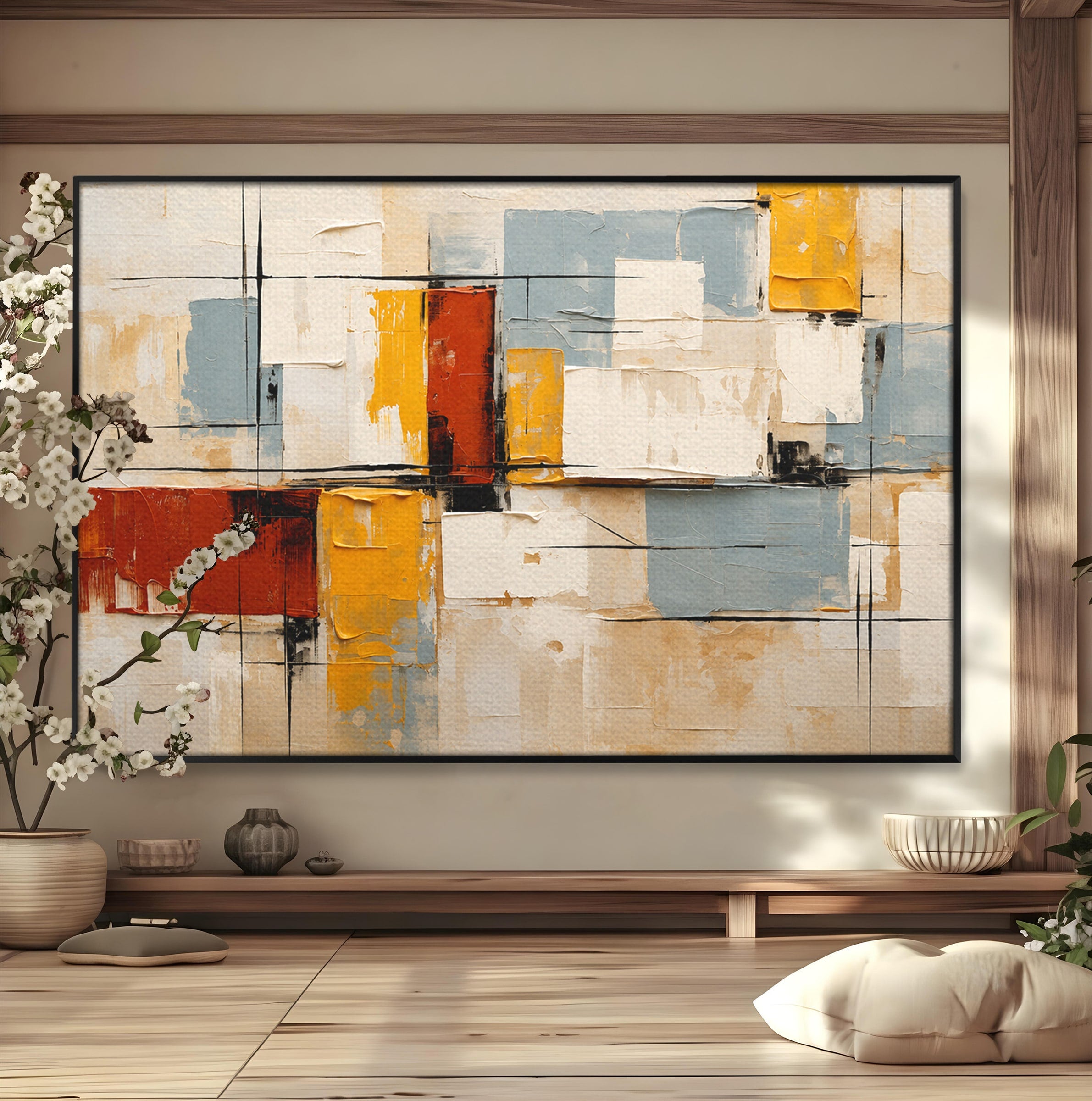 Tablou Canvas Premium LuxCanva® C1347, Abstract Geometric, Abstract, Geometric, Modern, Living, Birou, Culori Vibrante