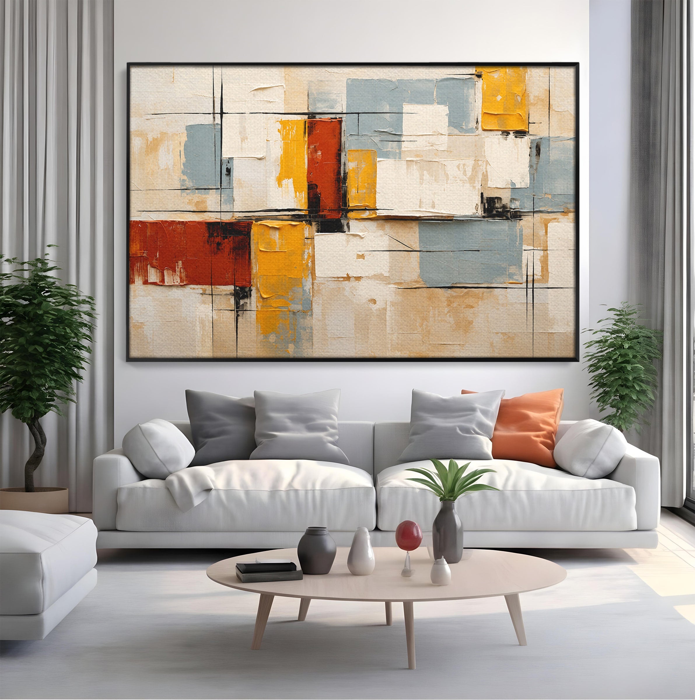 Tablou Canvas Premium LuxCanva® C1347, Abstract Geometric, Abstract, Geometric, Modern, Living, Birou, Culori Vibrante