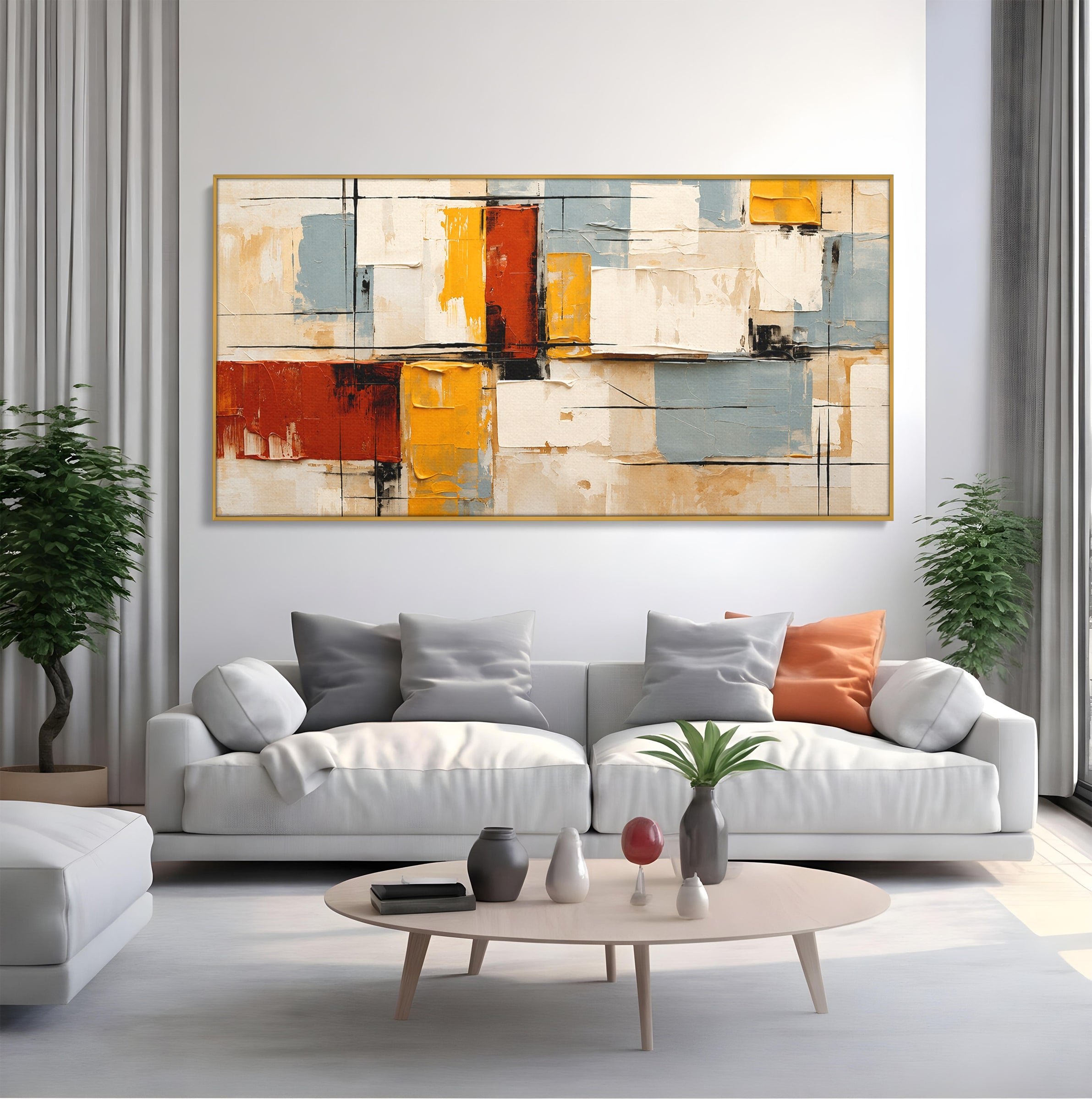 Tablou Canvas Premium LuxCanva® C1347, Abstract Geometric, Abstract, Geometric, Modern, Living, Birou, Culori Vibrante