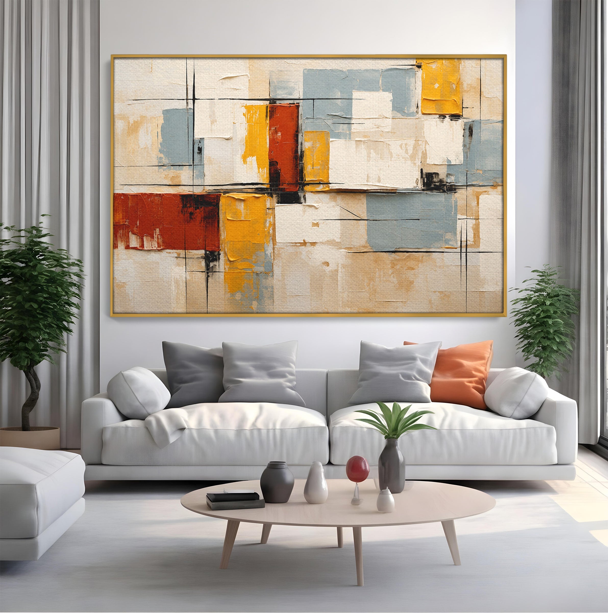 Tablou Canvas Premium LuxCanva® C1347, Abstract Geometric, Abstract, Geometric, Modern, Living, Birou, Culori Vibrante