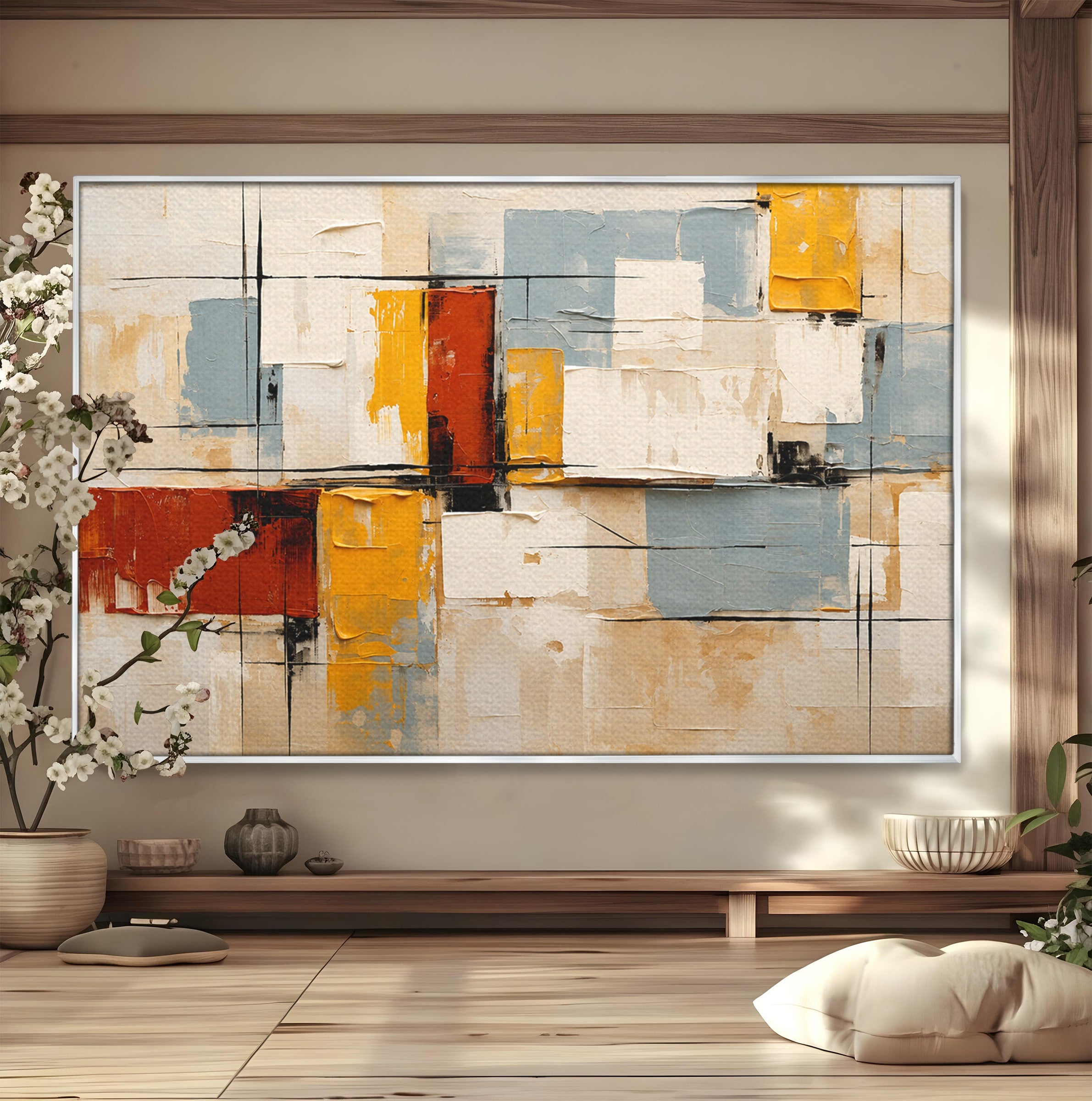 Tablou Canvas Premium LuxCanva® C1347, Abstract Geometric, Abstract, Geometric, Modern, Living, Birou, Culori Vibrante