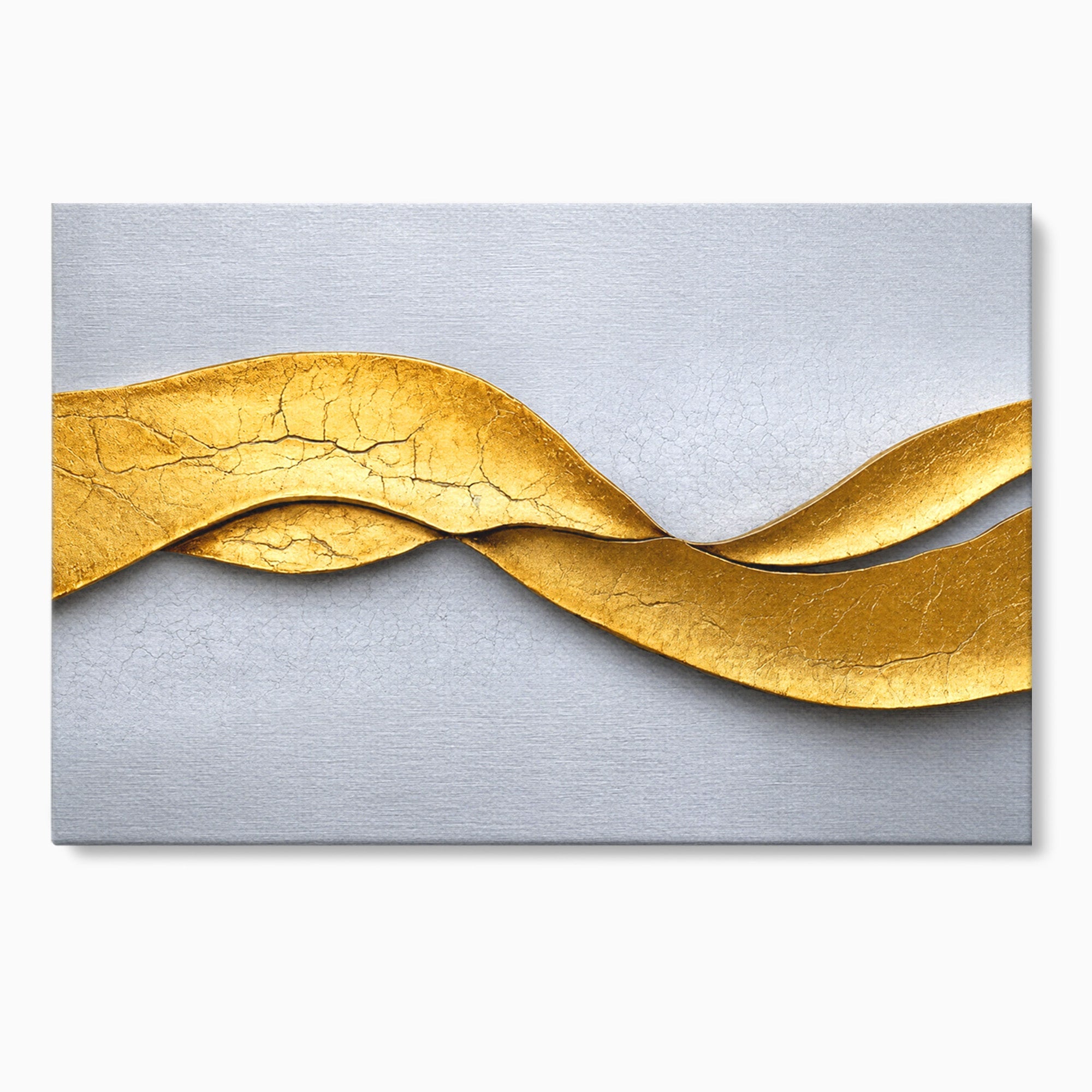Tablou Canvas Premium LuxCanva® C1349, Curbe Aurii Abstracte, Abstract, Modern, Auriu, Textura, Birou, Culori Vibrante