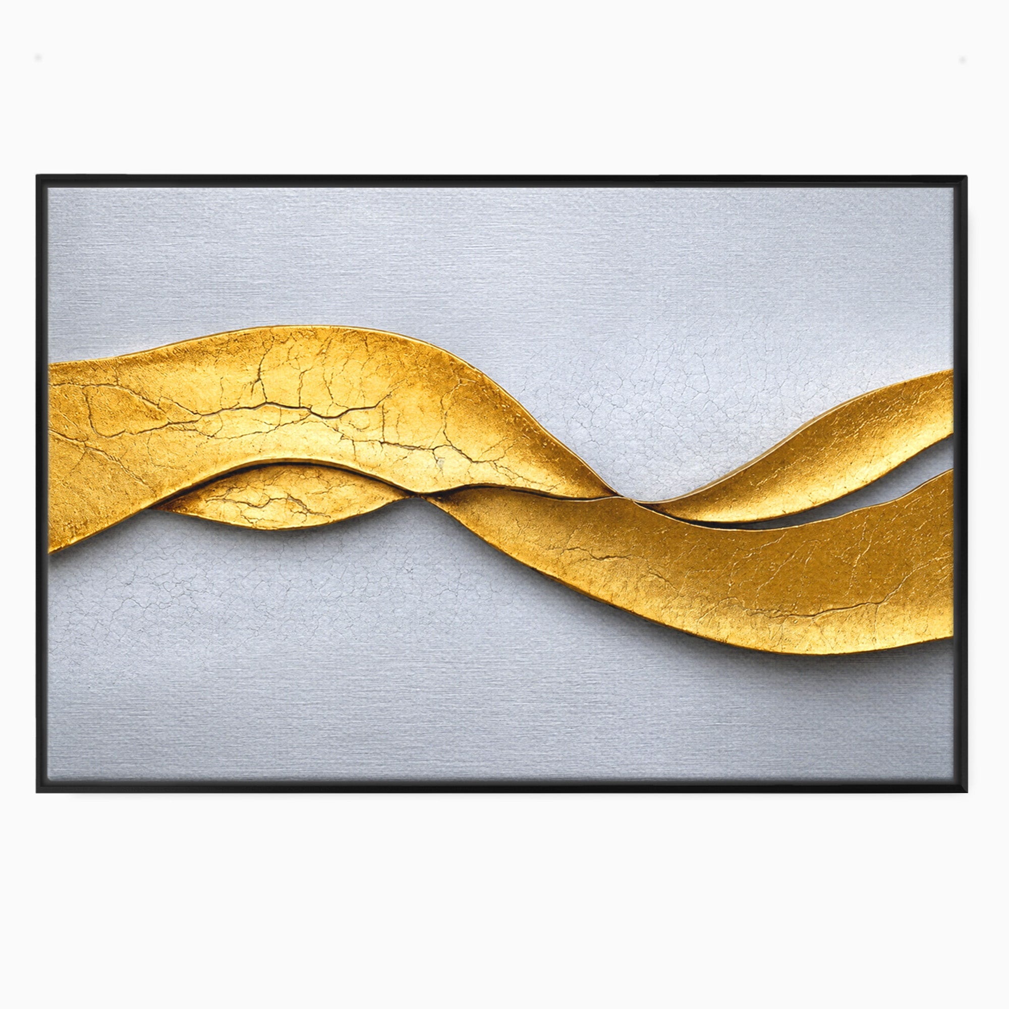 Tablou Canvas Premium LuxCanva® C1349, Curbe Aurii Abstracte, Abstract, Modern, Auriu, Textura, Birou, Culori Vibrante