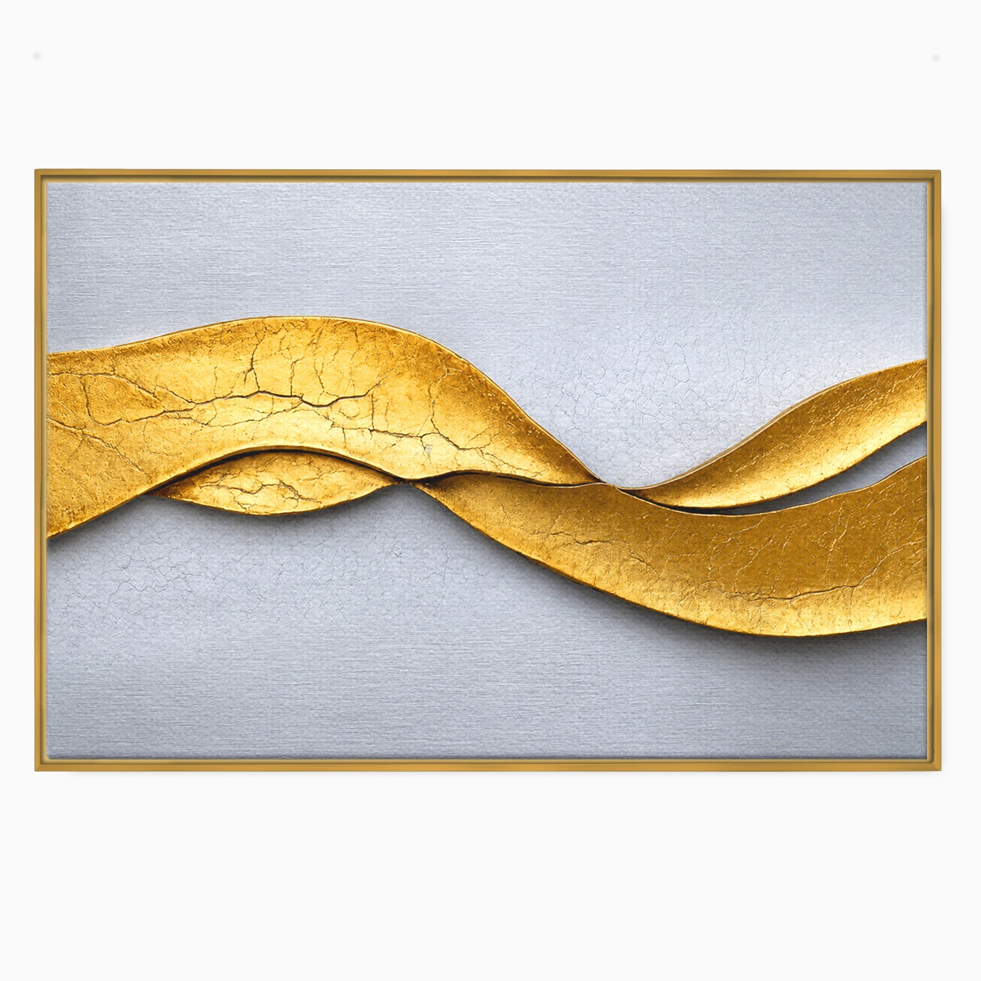 Tablou Canvas Premium LuxCanva® C1349, Curbe Aurii Abstracte, Abstract, Modern, Auriu, Textura, Birou, Culori Vibrante
