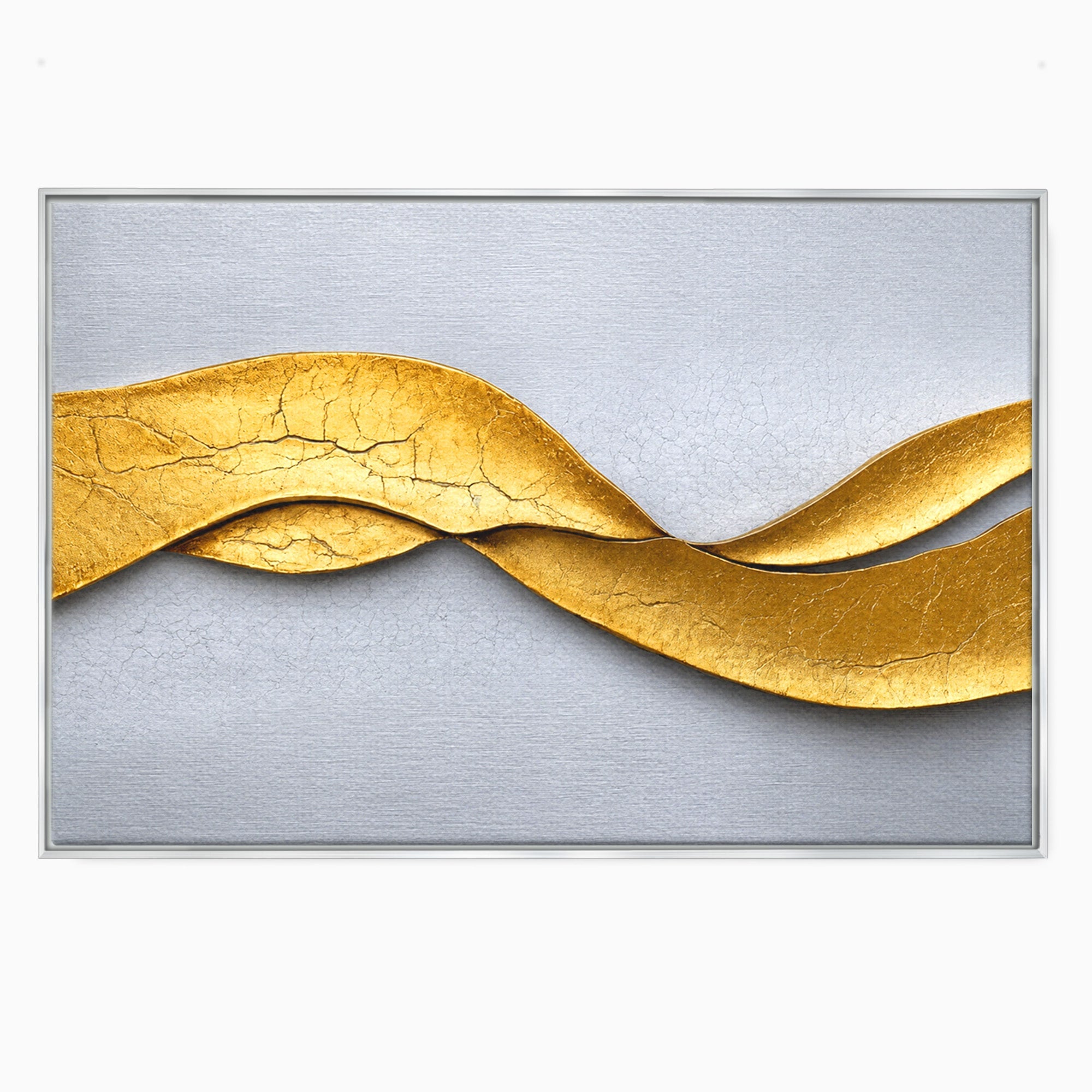 Tablou Canvas Premium LuxCanva® C1349, Curbe Aurii Abstracte, Abstract, Modern, Auriu, Textura, Birou, Culori Vibrante