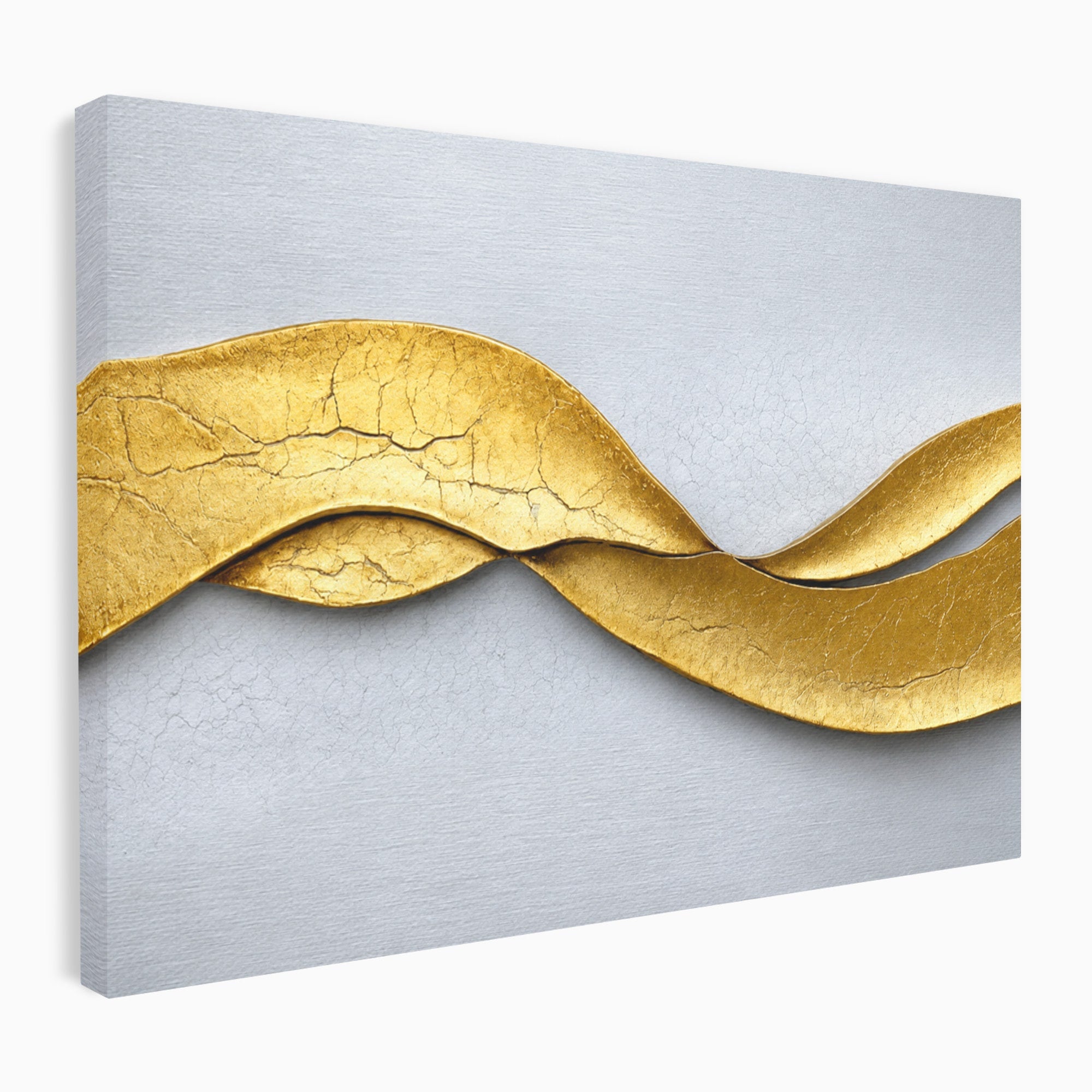 Tablou Canvas Premium LuxCanva® C1349, Curbe Aurii Abstracte, Abstract, Modern, Auriu, Textura, Birou, Culori Vibrante