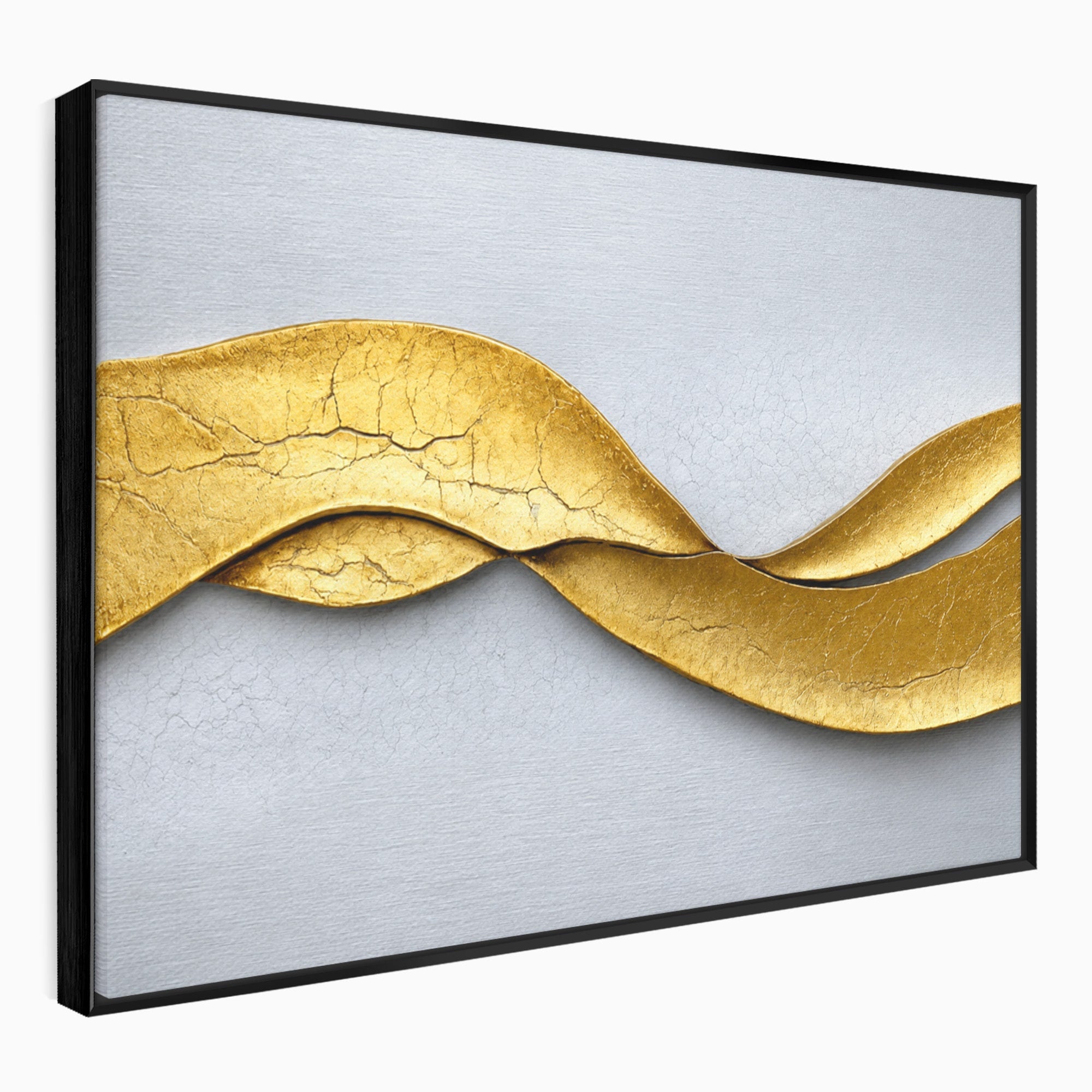 Tablou Canvas Premium LuxCanva® C1349, Curbe Aurii Abstracte, Abstract, Modern, Auriu, Textura, Birou, Culori Vibrante