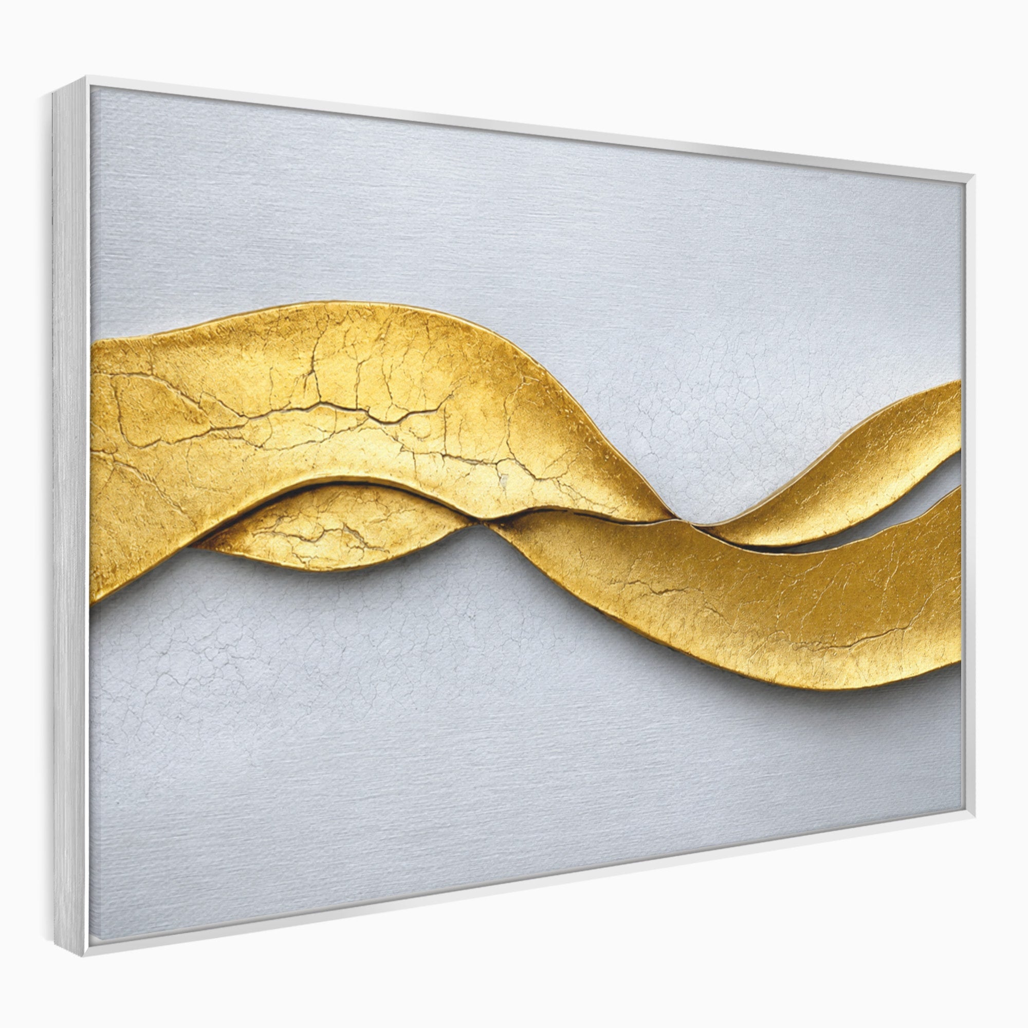 Tablou Canvas Premium LuxCanva® C1349, Curbe Aurii Abstracte, Abstract, Modern, Auriu, Textura, Birou, Culori Vibrante