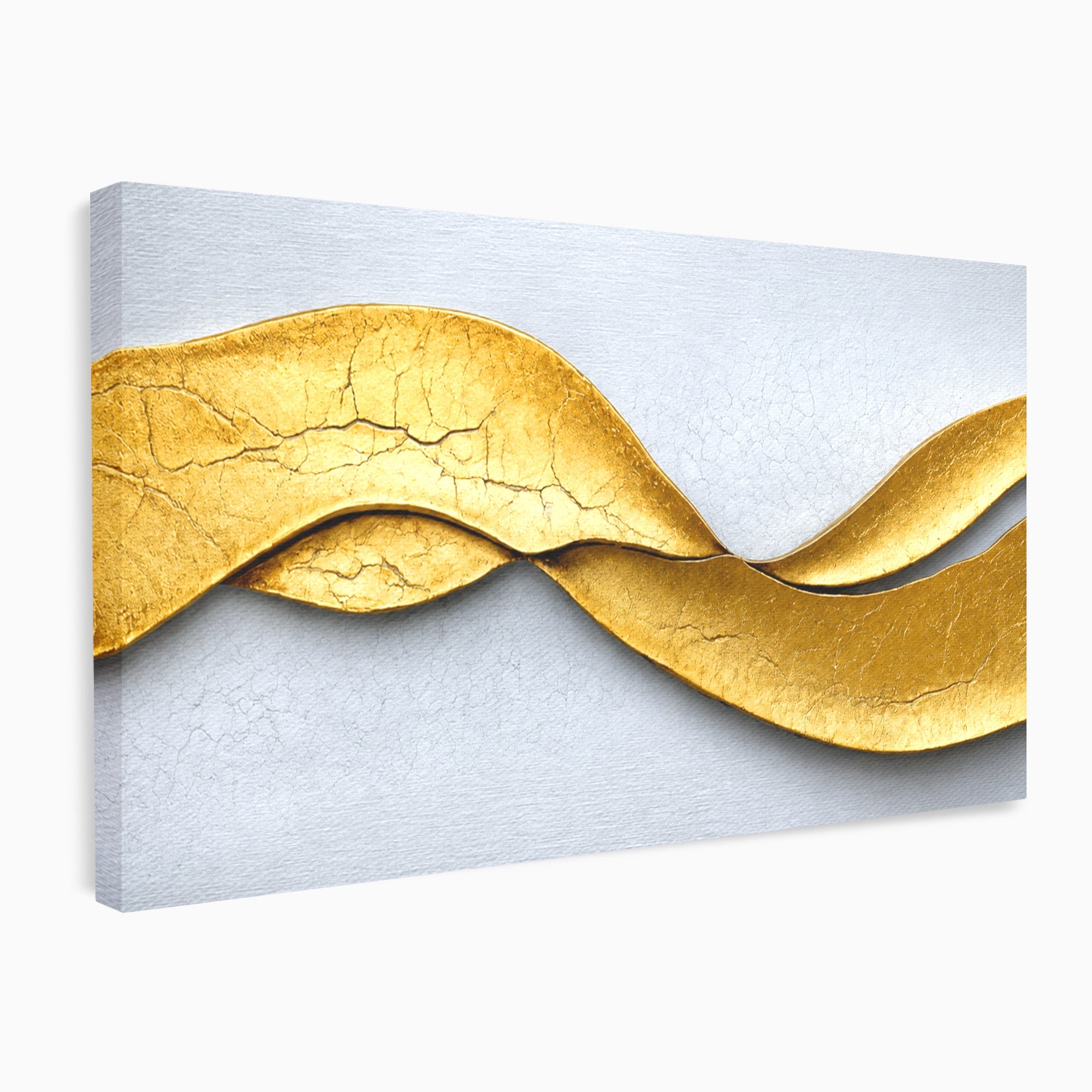 Tablou Canvas Premium LuxCanva® C1349, Curbe Aurii Abstracte, Abstract, Modern, Auriu, Textura, Birou, Culori Vibrante
