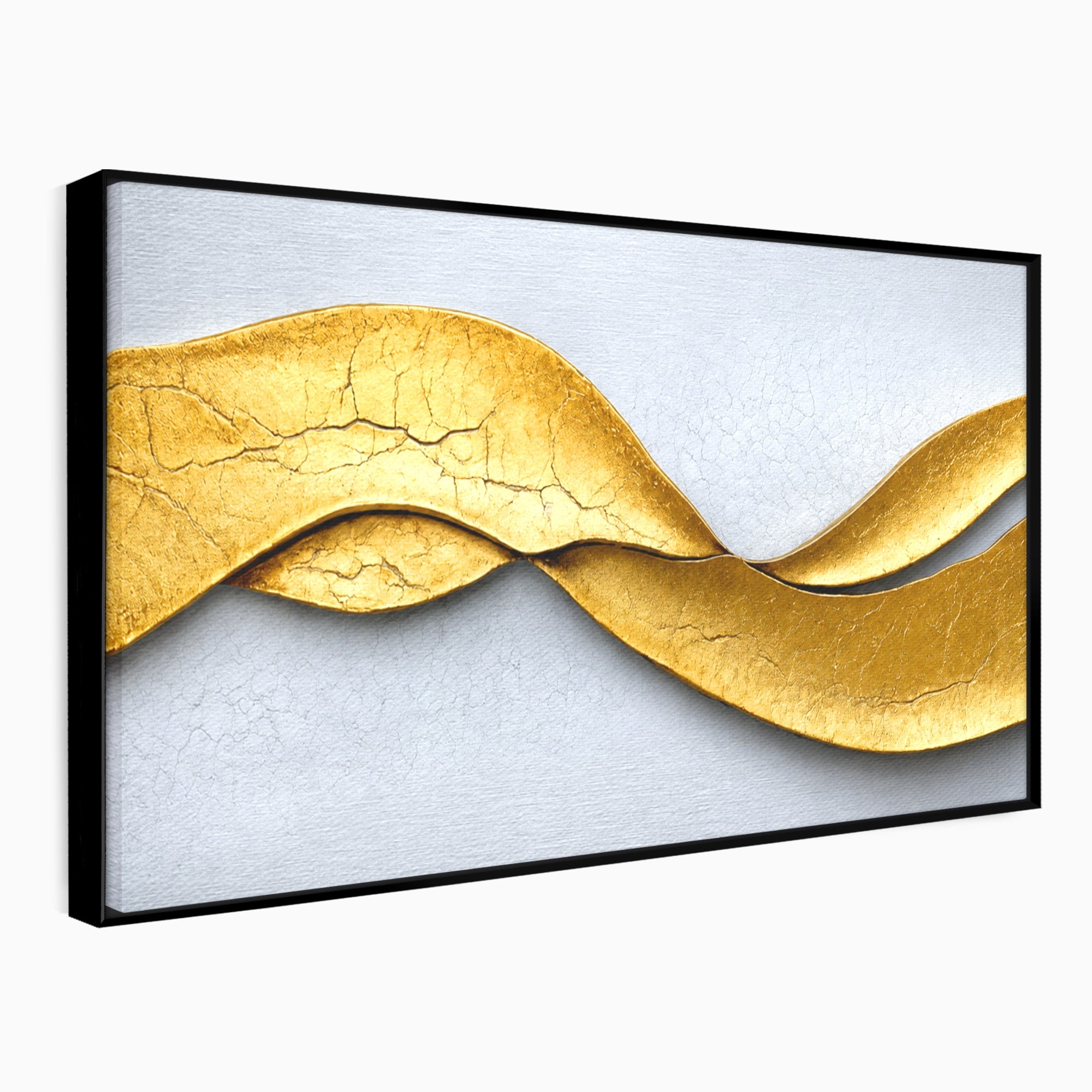 Tablou Canvas Premium LuxCanva® C1349, Curbe Aurii Abstracte, Abstract, Modern, Auriu, Textura, Birou, Culori Vibrante