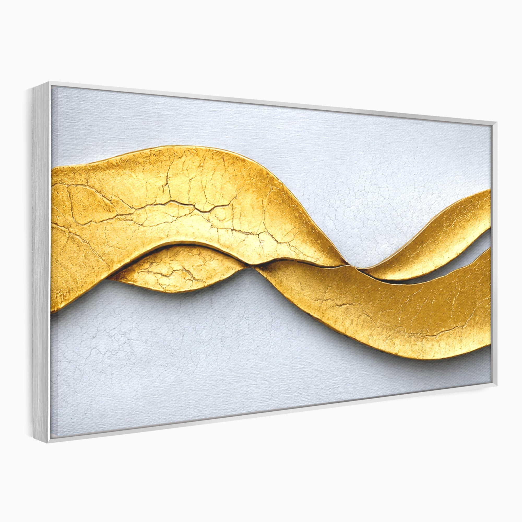 Tablou Canvas Premium LuxCanva® C1349, Curbe Aurii Abstracte, Abstract, Modern, Auriu, Textura, Birou, Culori Vibrante