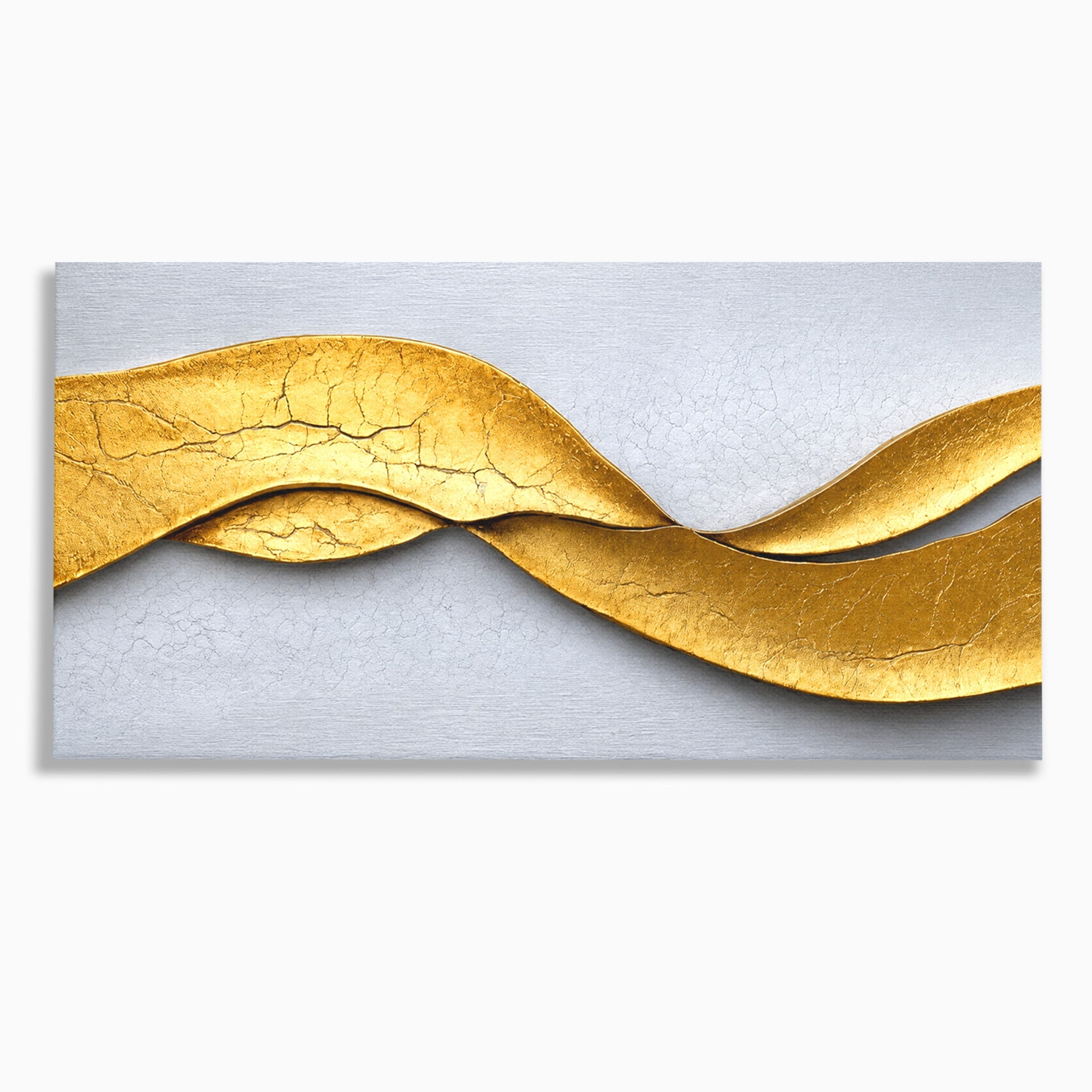 Tablou Canvas Premium LuxCanva® C1349, Curbe Aurii Abstracte, Abstract, Modern, Auriu, Textura, Birou, Culori Vibrante