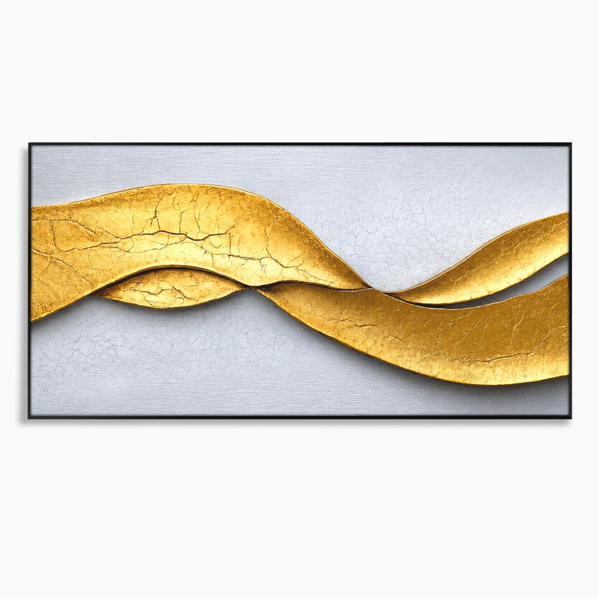 Tablou Canvas Premium LuxCanva® C1349, Curbe Aurii Abstracte, Abstract, Modern, Auriu, Textura, Birou, Culori Vibrante