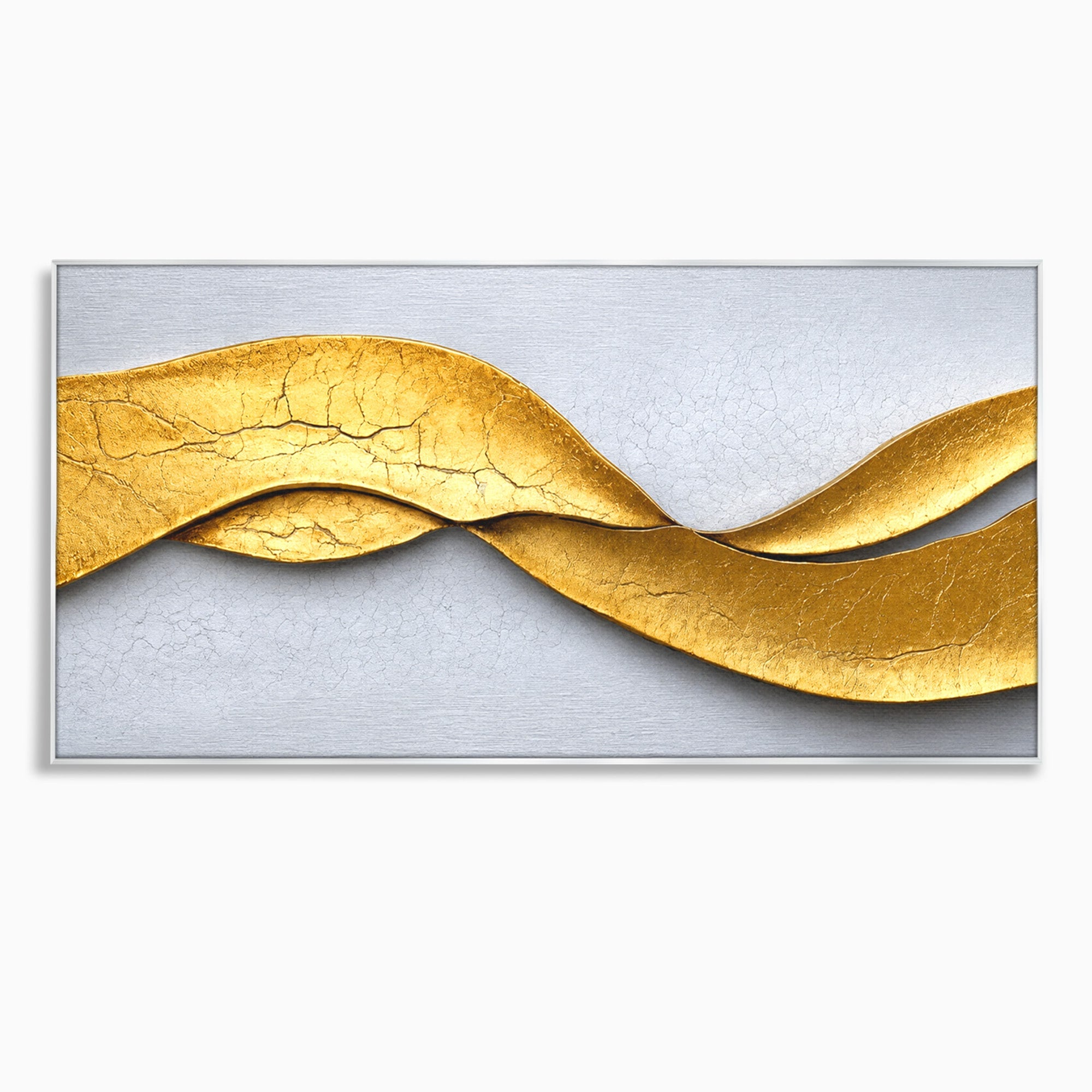 Tablou Canvas Premium LuxCanva® C1349, Curbe Aurii Abstracte, Abstract, Modern, Auriu, Textura, Birou, Culori Vibrante