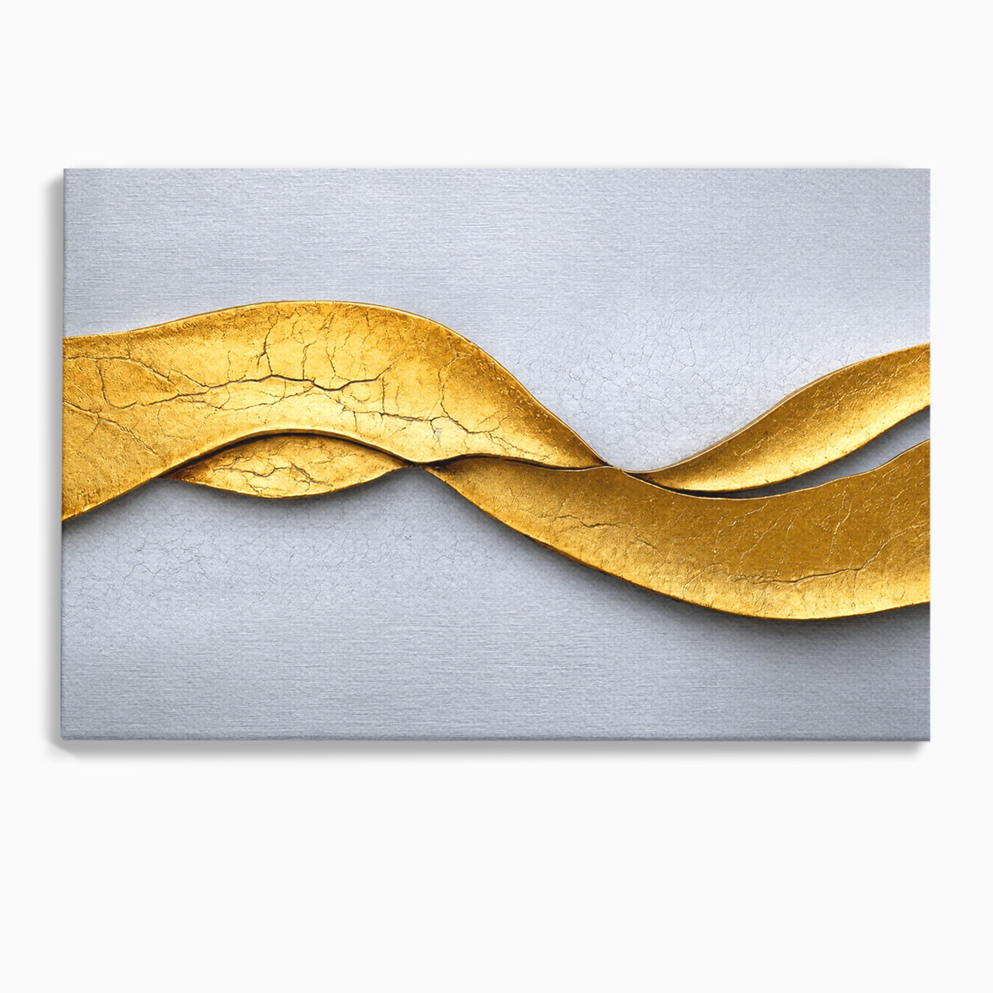 Tablou Canvas Premium LuxCanva® C1349, Curbe Aurii Abstracte, Abstract, Modern, Auriu, Textura, Birou, Culori Vibrante