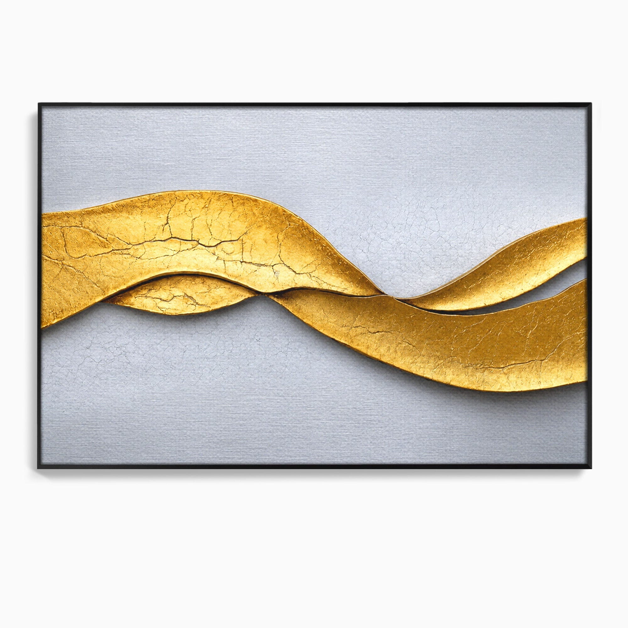 Tablou Canvas Premium LuxCanva® C1349, Curbe Aurii Abstracte, Abstract, Modern, Auriu, Textura, Birou, Culori Vibrante