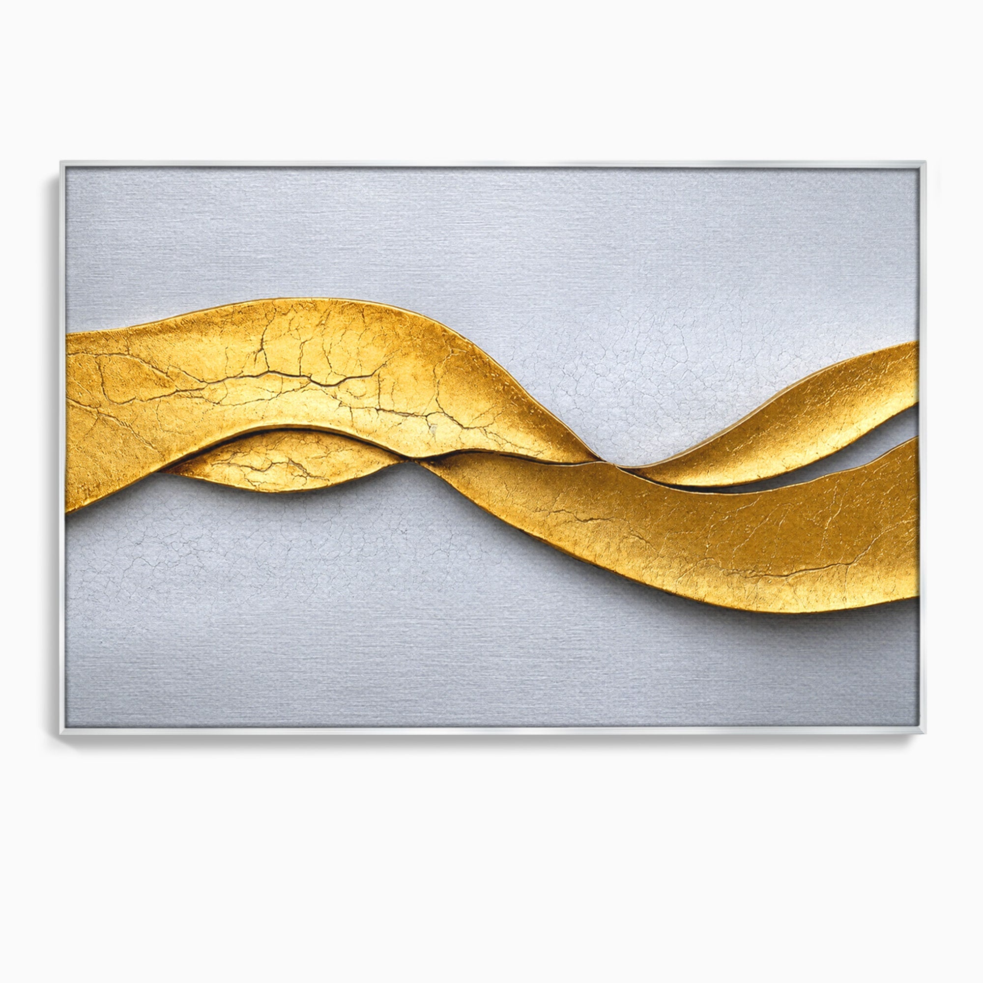 Tablou Canvas Premium LuxCanva® C1349, Curbe Aurii Abstracte, Abstract, Modern, Auriu, Textura, Birou, Culori Vibrante