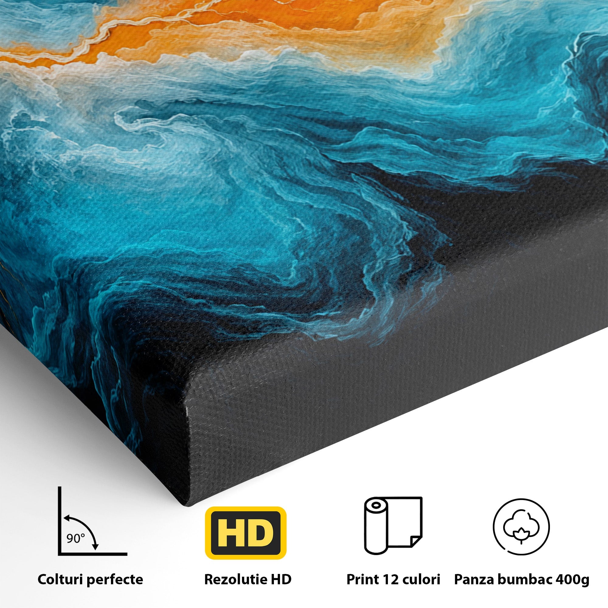 Tablou Canvas Premium LuxCanva® C1350, Furtuna Elementelor, Furtuna, Peisaj, Abstract, Living, Dramatic, Culori Vibrante